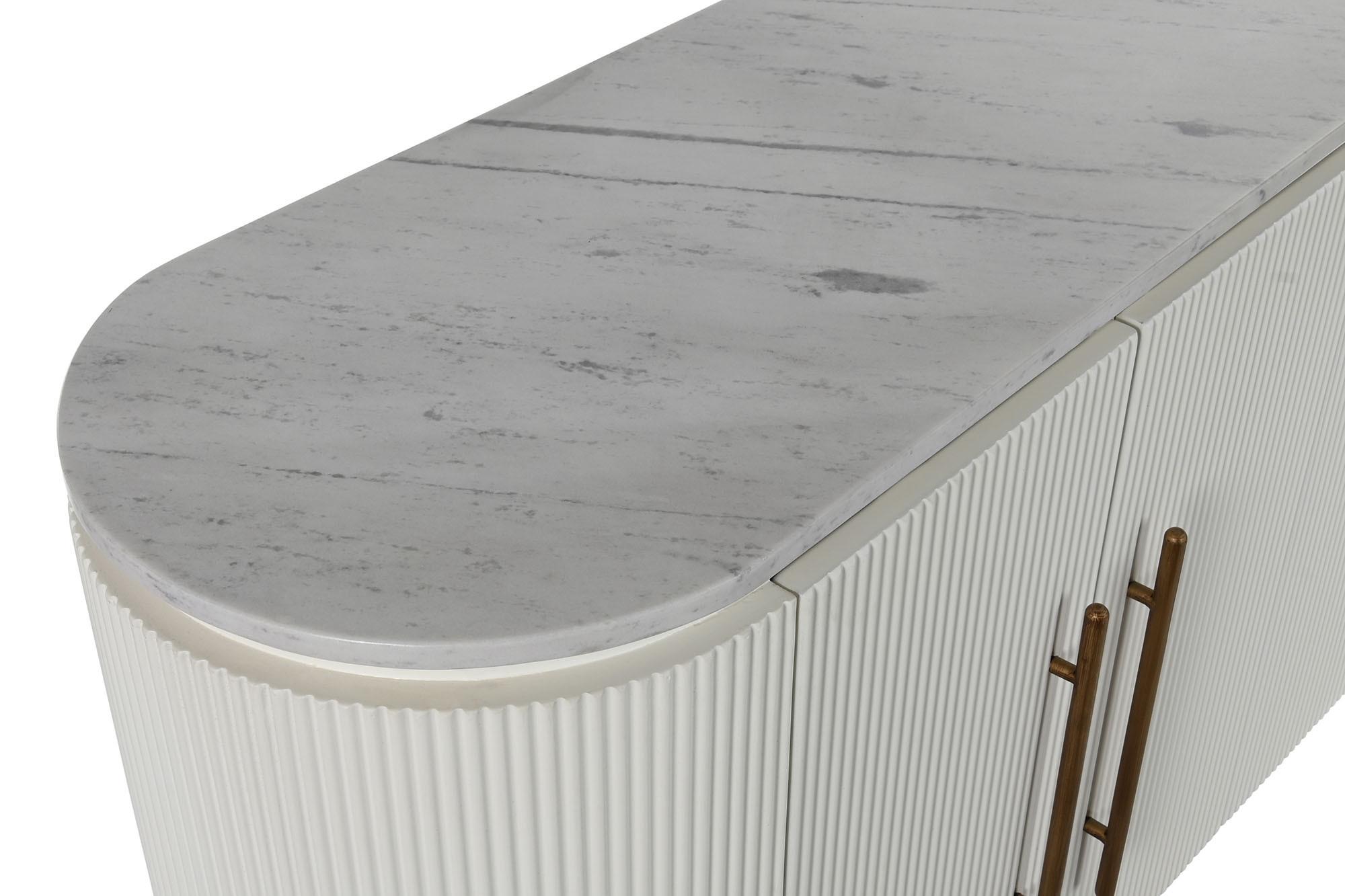 Product photograph of Chic White Marble Small Sideboard - 4 Doors from Choice Furniture Superstore.