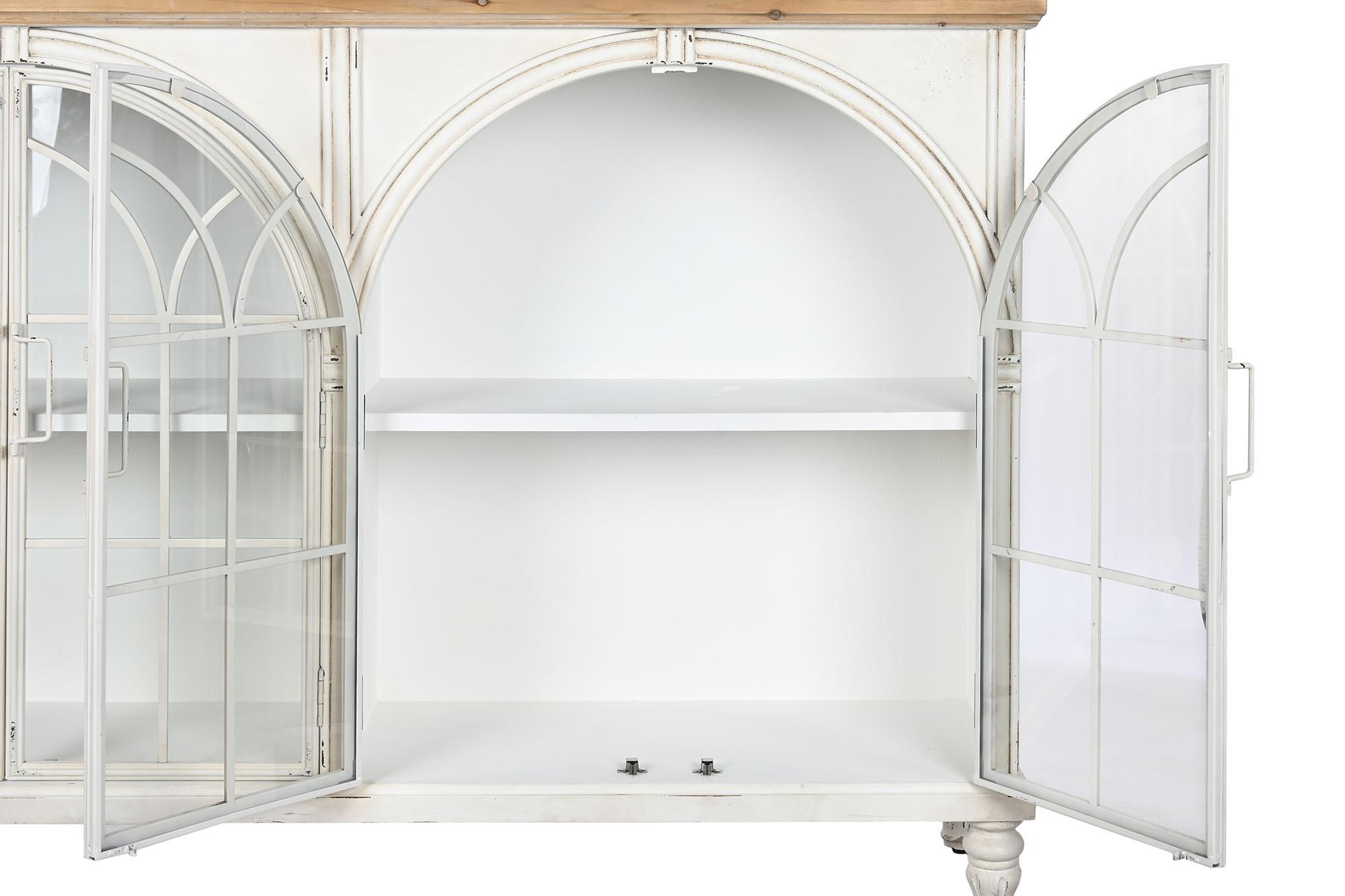 Product photograph of Romantic White Glass 150cm Large Sideboard - 4 Doors from Choice Furniture Superstore.