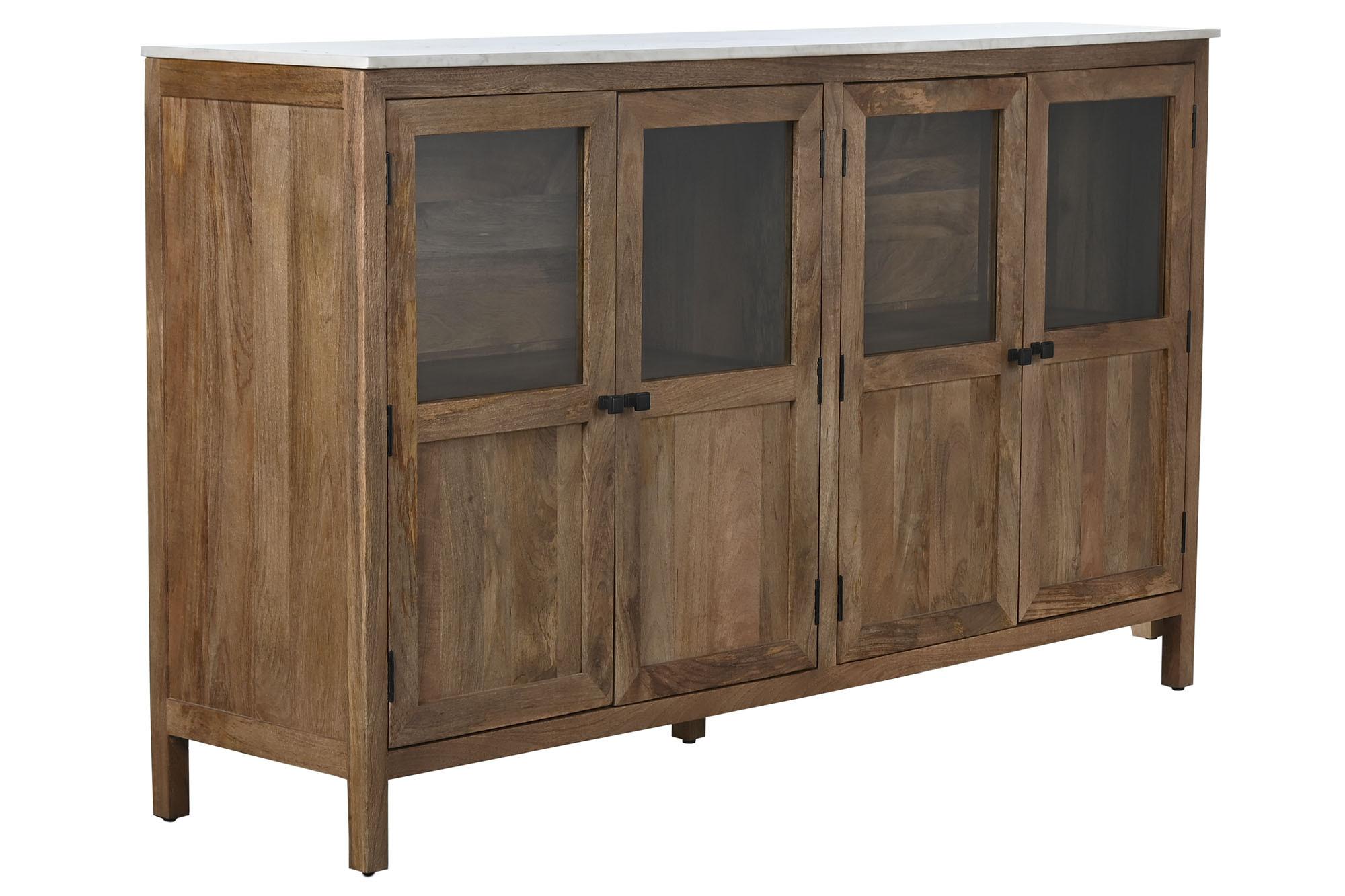 Product photograph of Mango Wood Glass Large Sideboard - 4 Doors from Choice Furniture Superstore.