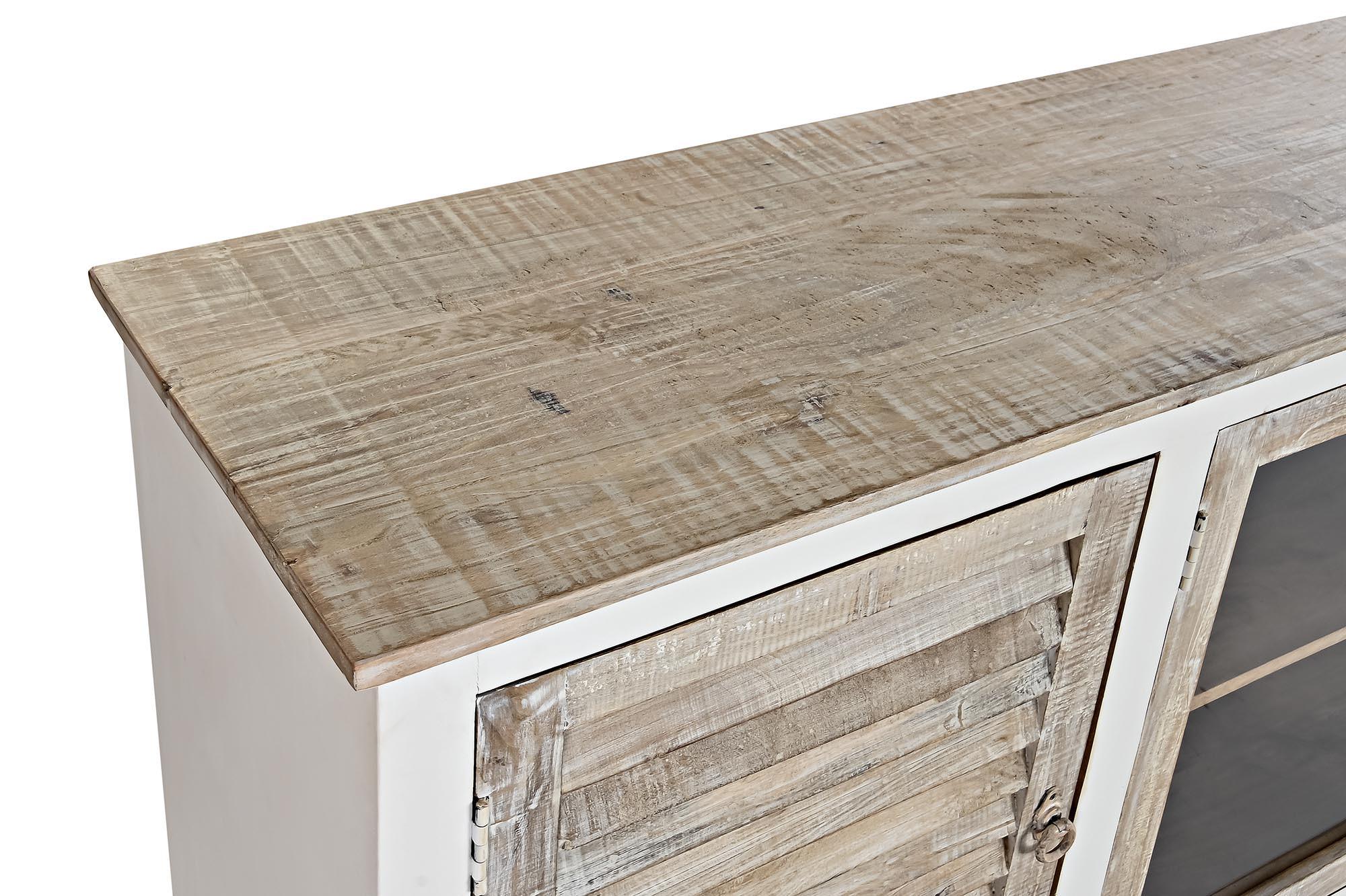 Product photograph of Romantic White Mango Wood Extra Large Sideboard - 4 Doors from Choice Furniture Superstore.