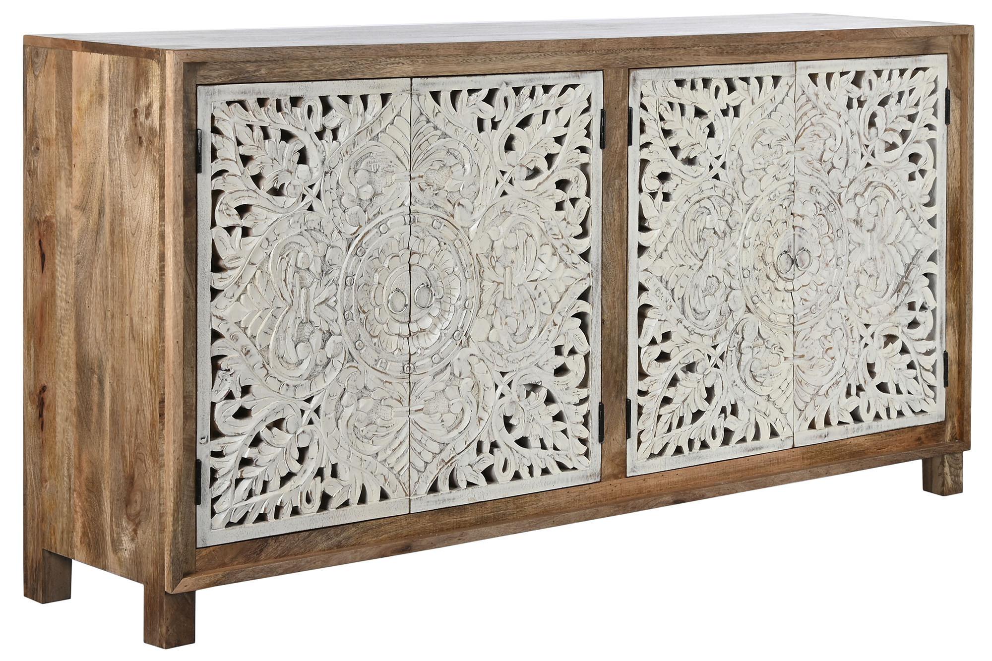 Product photograph of White Mango Wood 180cm Extra Large Sideboard - 4 Doors from Choice Furniture Superstore.