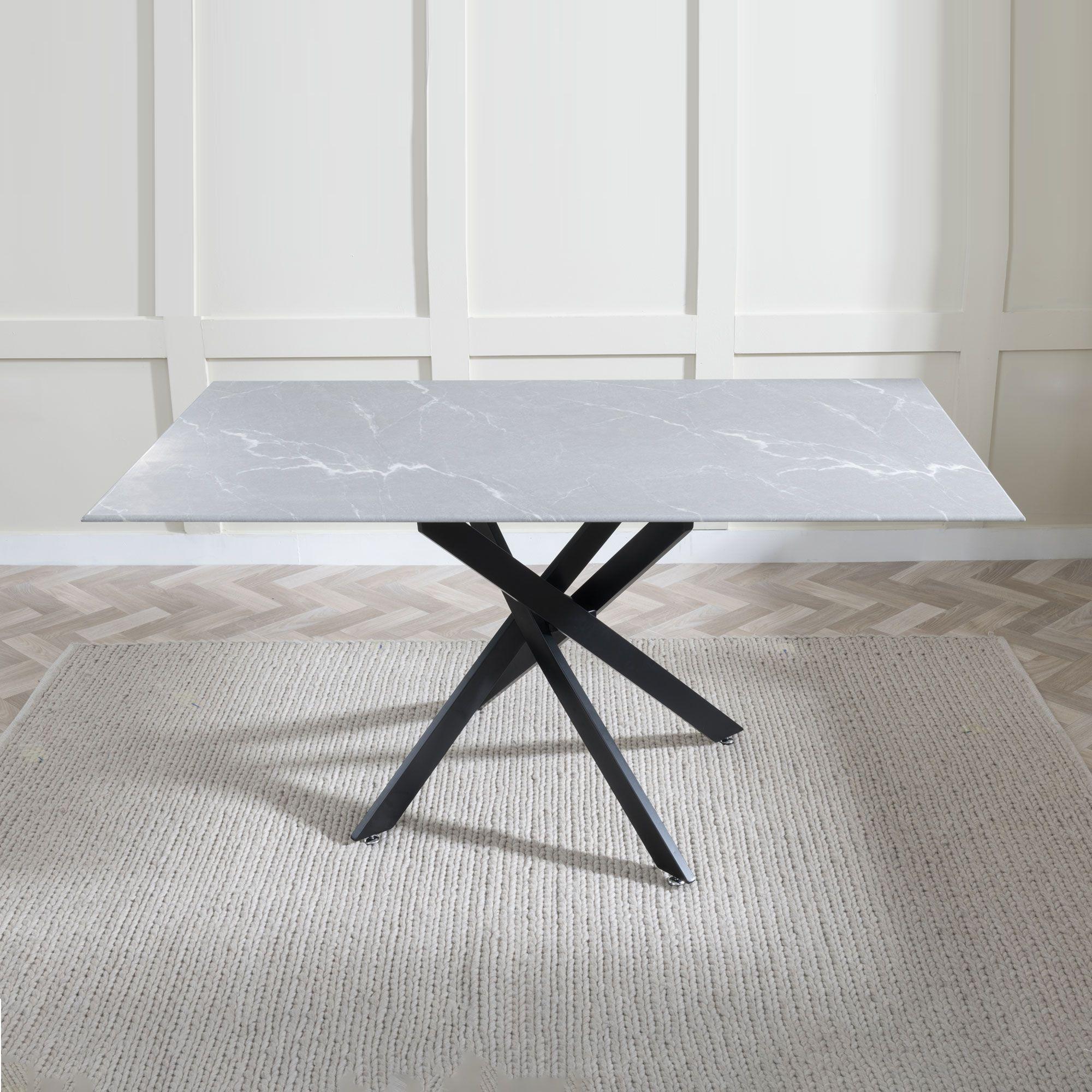 Product photograph of Chopstick Grey Glass And Black Metal Dining Set - Corona Camel Fabric Chairs from Choice Furniture Superstore.