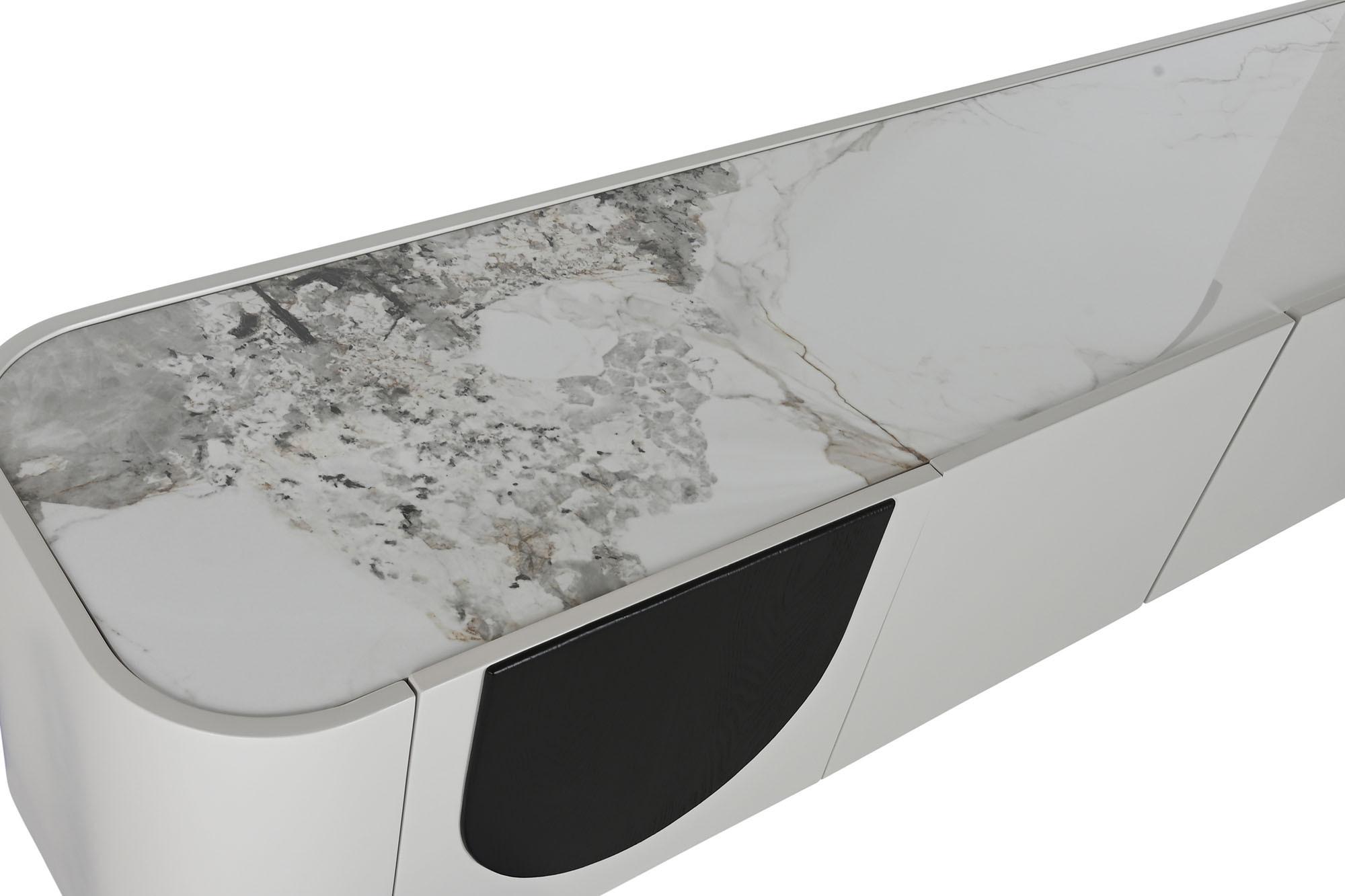 Product photograph of Modern White Marble 200cm Tv Unit from Choice Furniture Superstore.