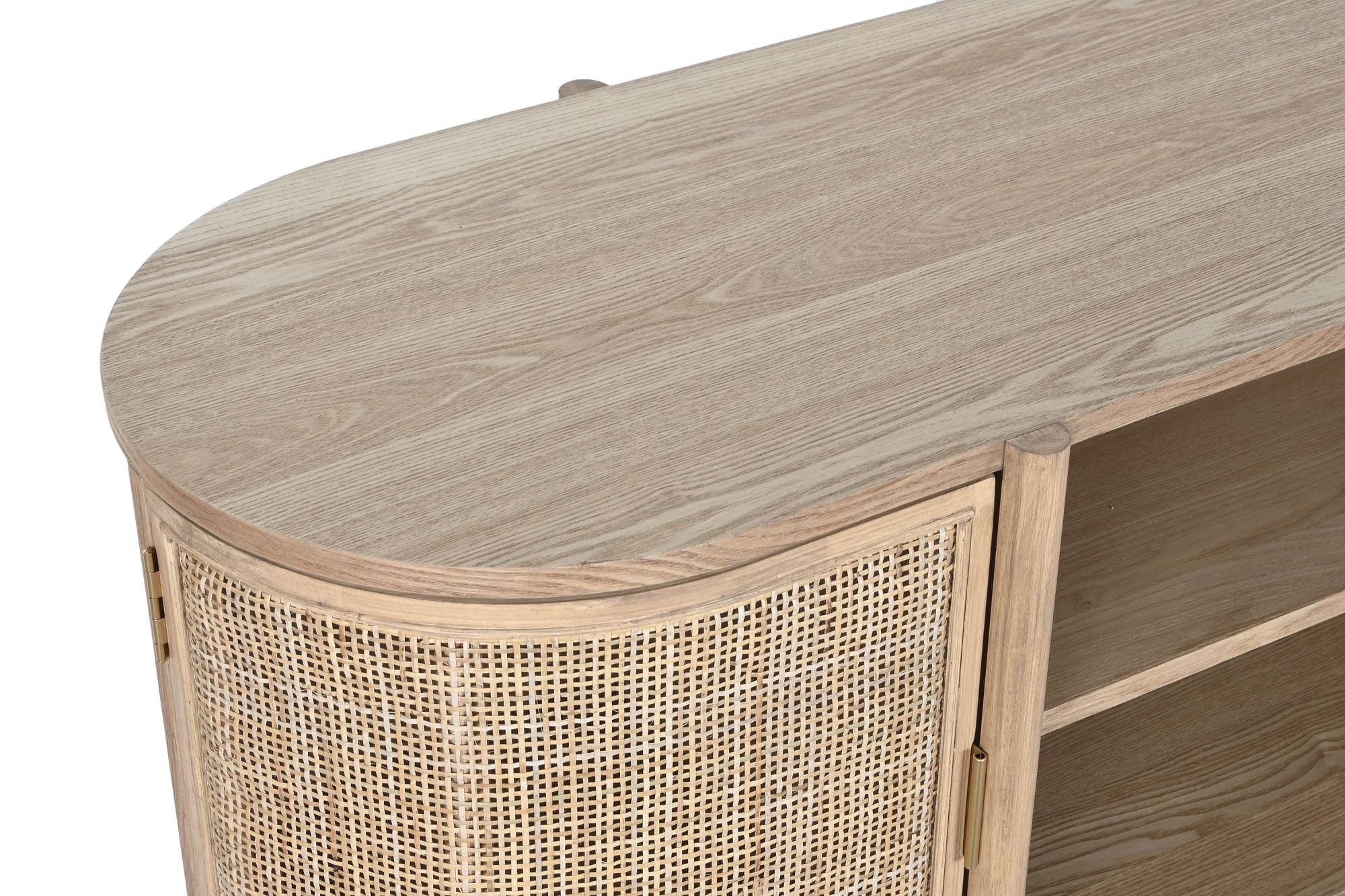 Product photograph of Narwar Wood And Rattan 120cm Curved Tv Unit from Choice Furniture Superstore.