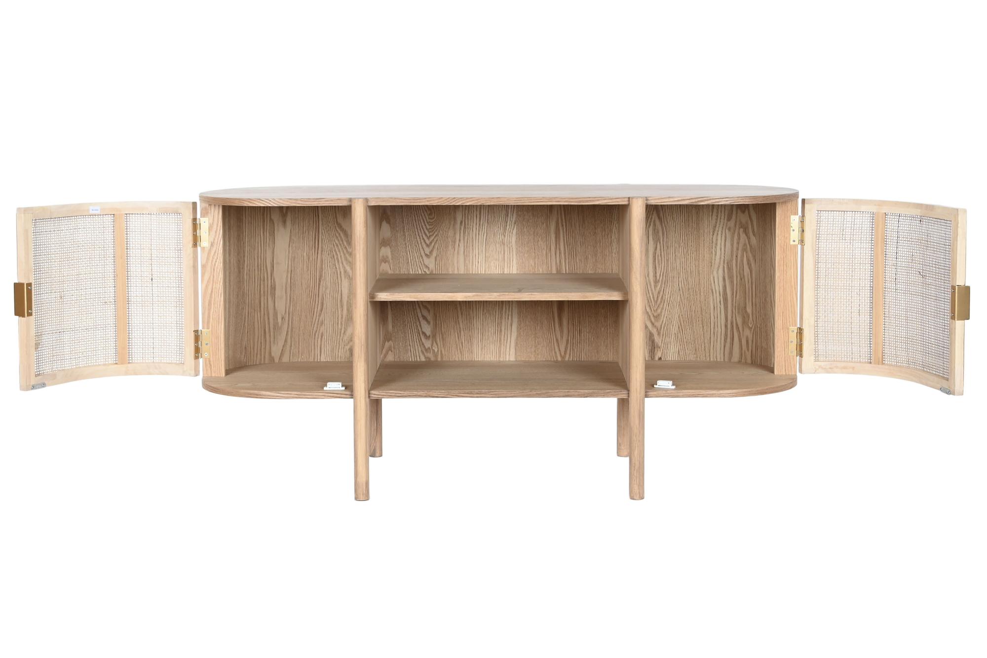 Product photograph of Narwar Wood And Rattan 120cm Curved Tv Unit from Choice Furniture Superstore.