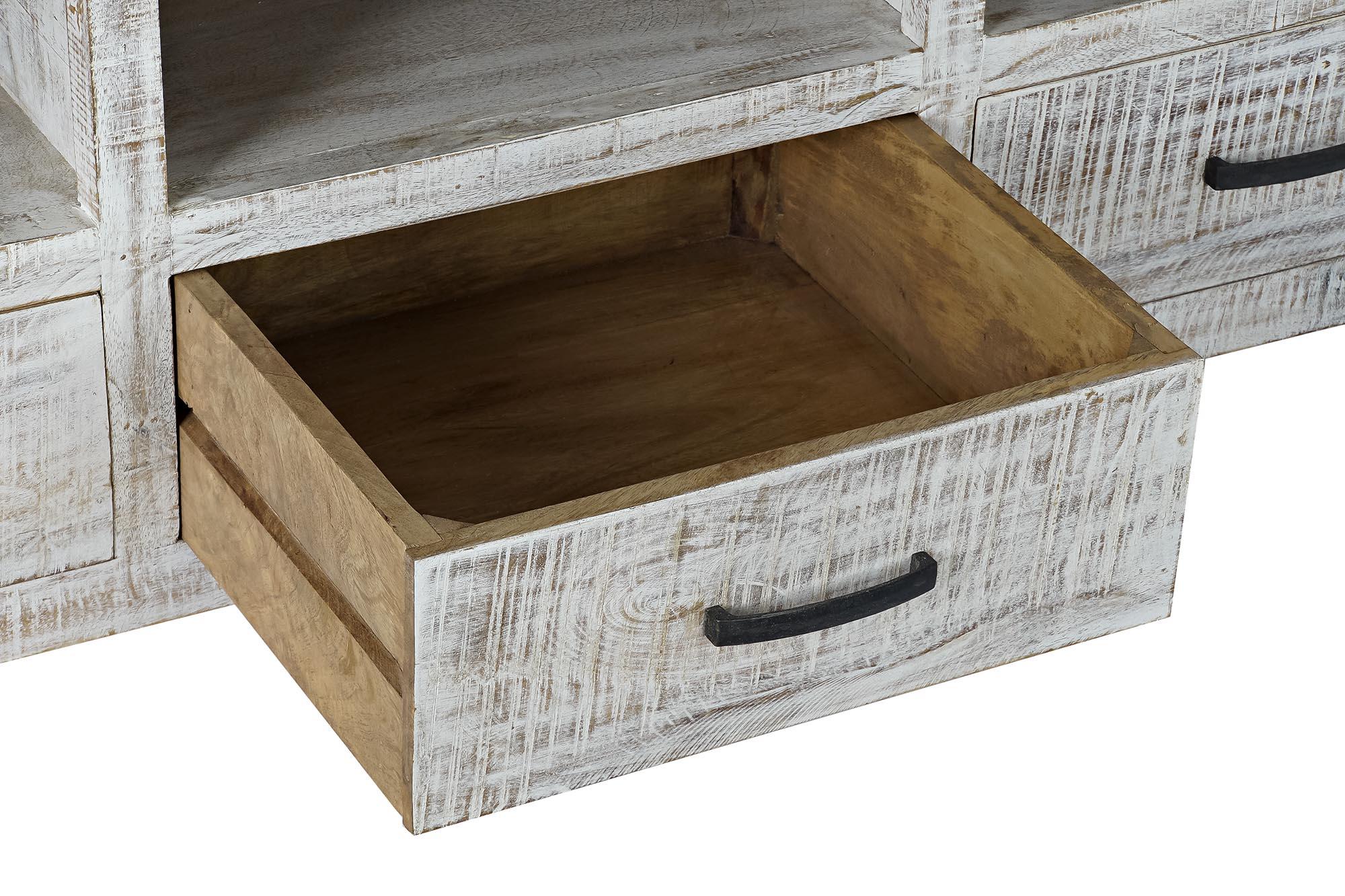 Product photograph of Indian White Distressed Mango Wood Tv Unit from Choice Furniture Superstore.