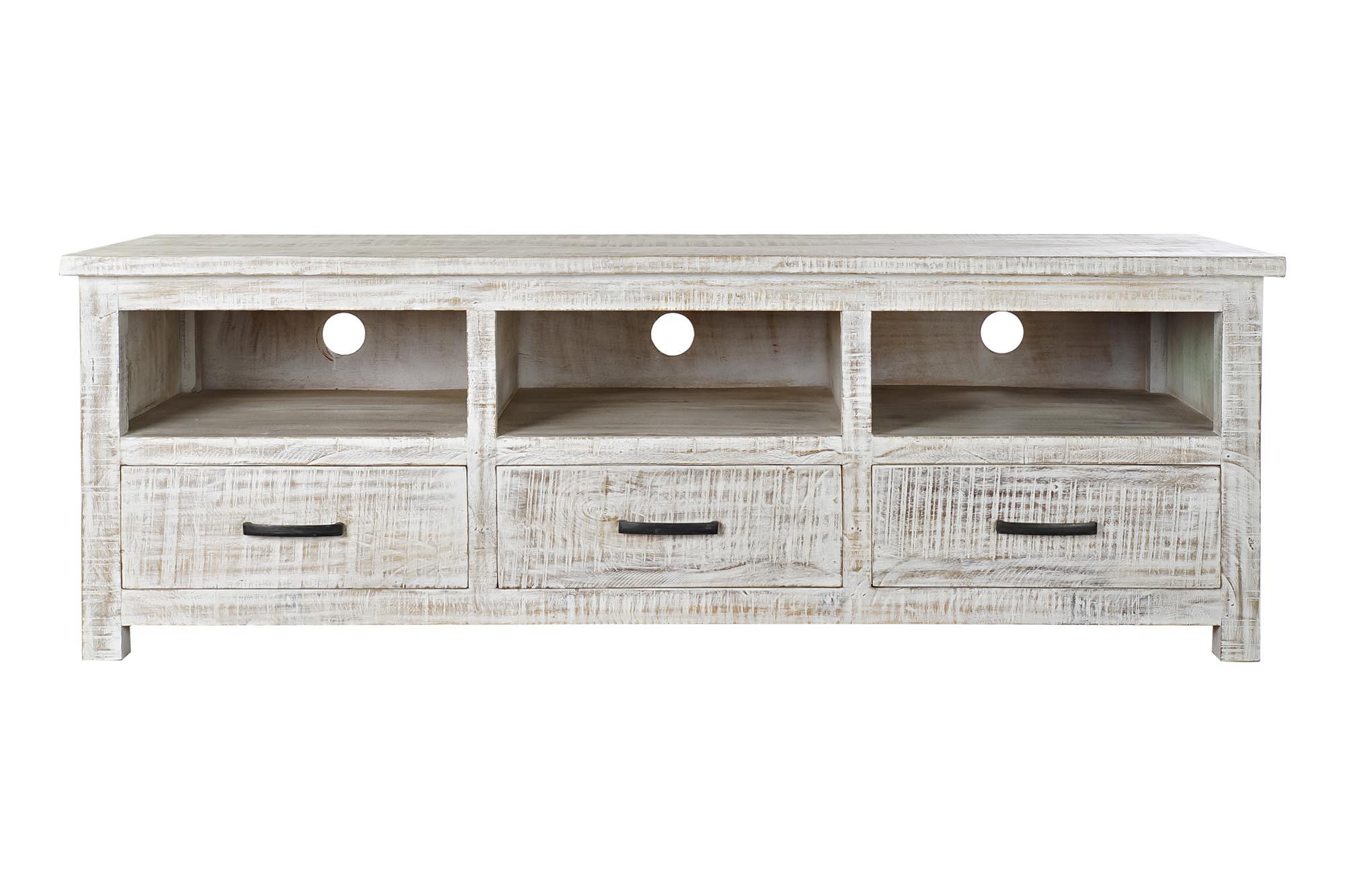 Product photograph of Indian White Distressed Mango Wood Tv Unit from Choice Furniture Superstore.