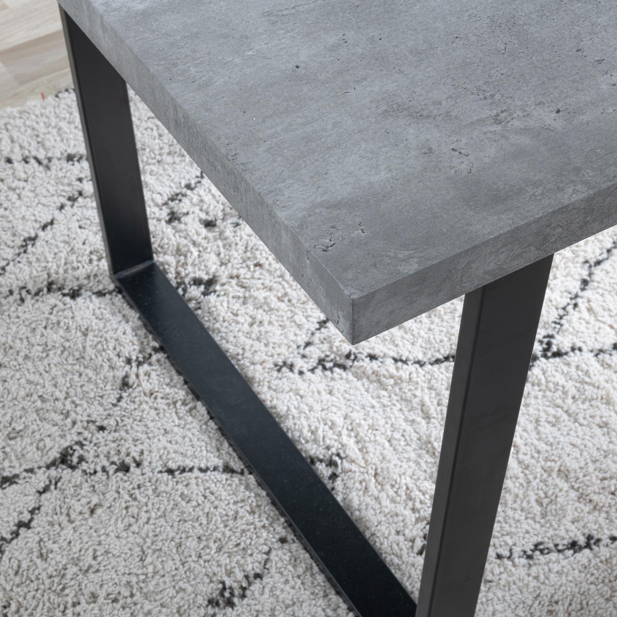 Product photograph of Texas Grey Faux Concrete Dining Set - Metro White Leather Chairs With Black Legs from Choice Furniture Superstore.