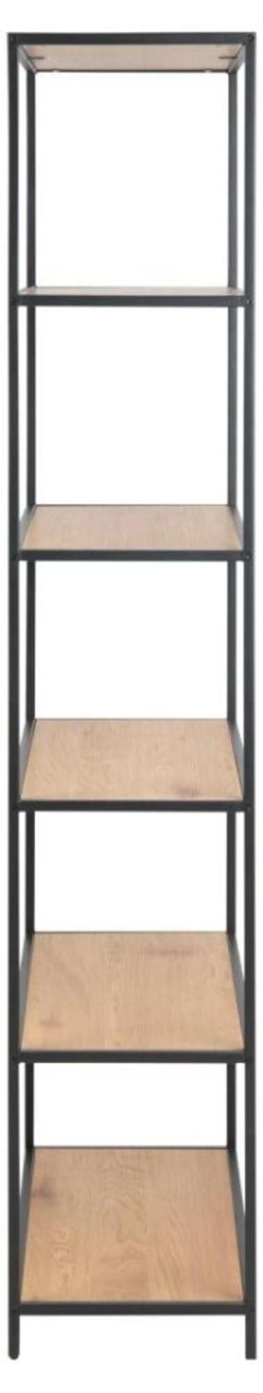 Product photograph of Clearance - Salvo Oak And Black Tall Open Shelving Unit - Fss15793 from Choice Furniture Superstore.