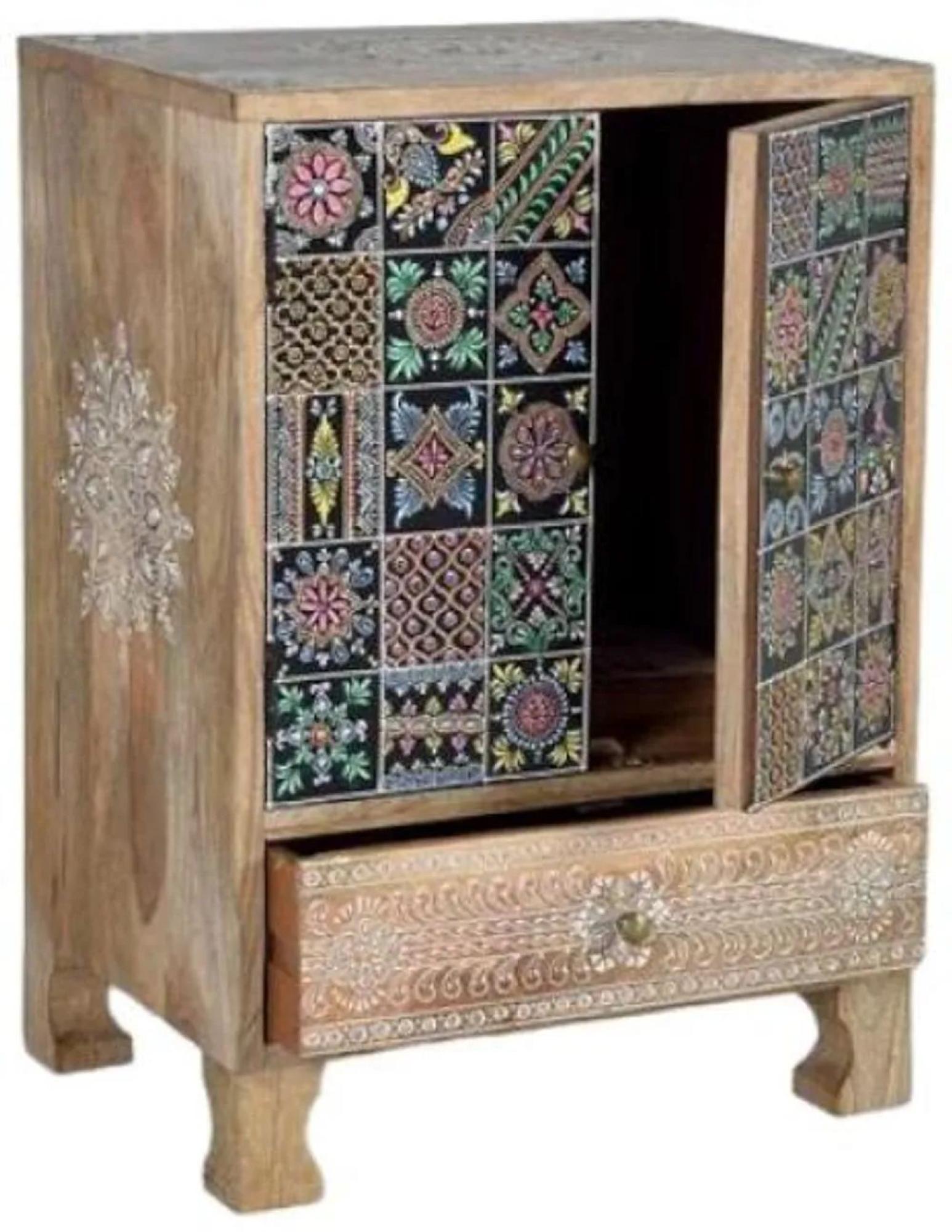 Product photograph of Clearance - Fenek Hand-painted Mango Wood 2 Door Bedside Cabinet - Fss15798 from Choice Furniture Superstore.
