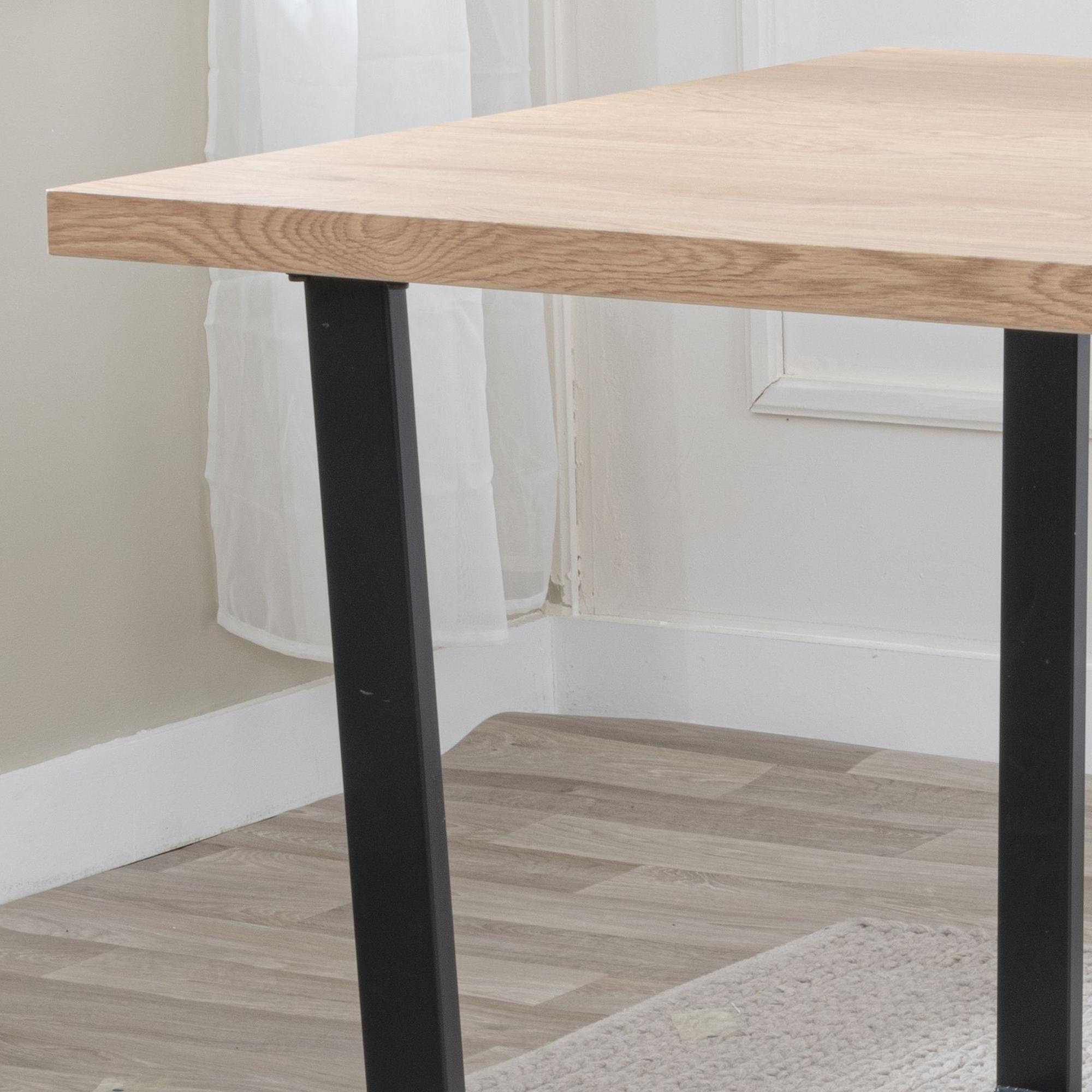 Product photograph of Texas Oak Effect Dining Set - Lido Sand Fabric Chairs With Black Legs from Choice Furniture Superstore.
