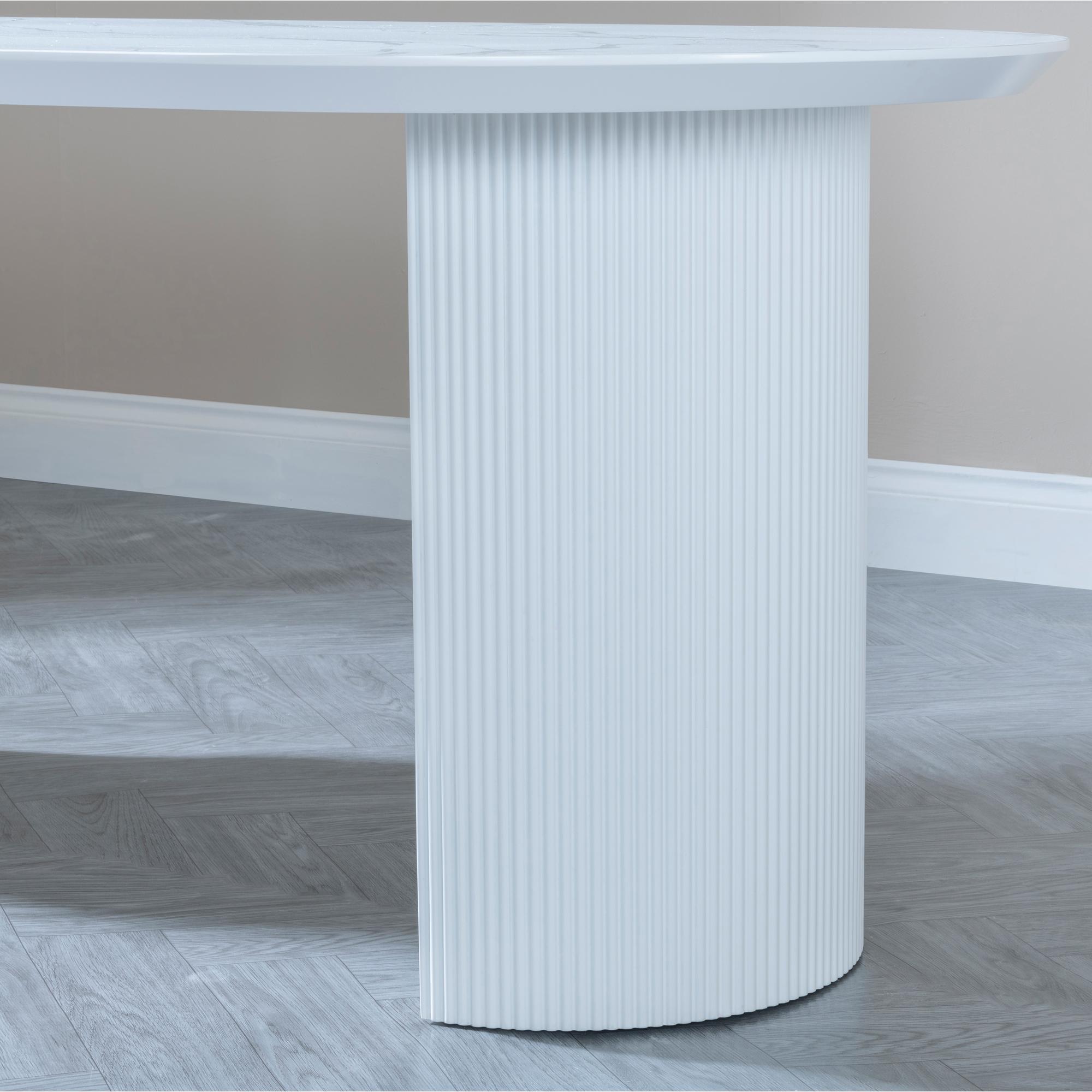 Product photograph of Luxor White Marble Effect Oval Dining Set - Darwin Yellow Fabric Dining Chair from Choice Furniture Superstore.