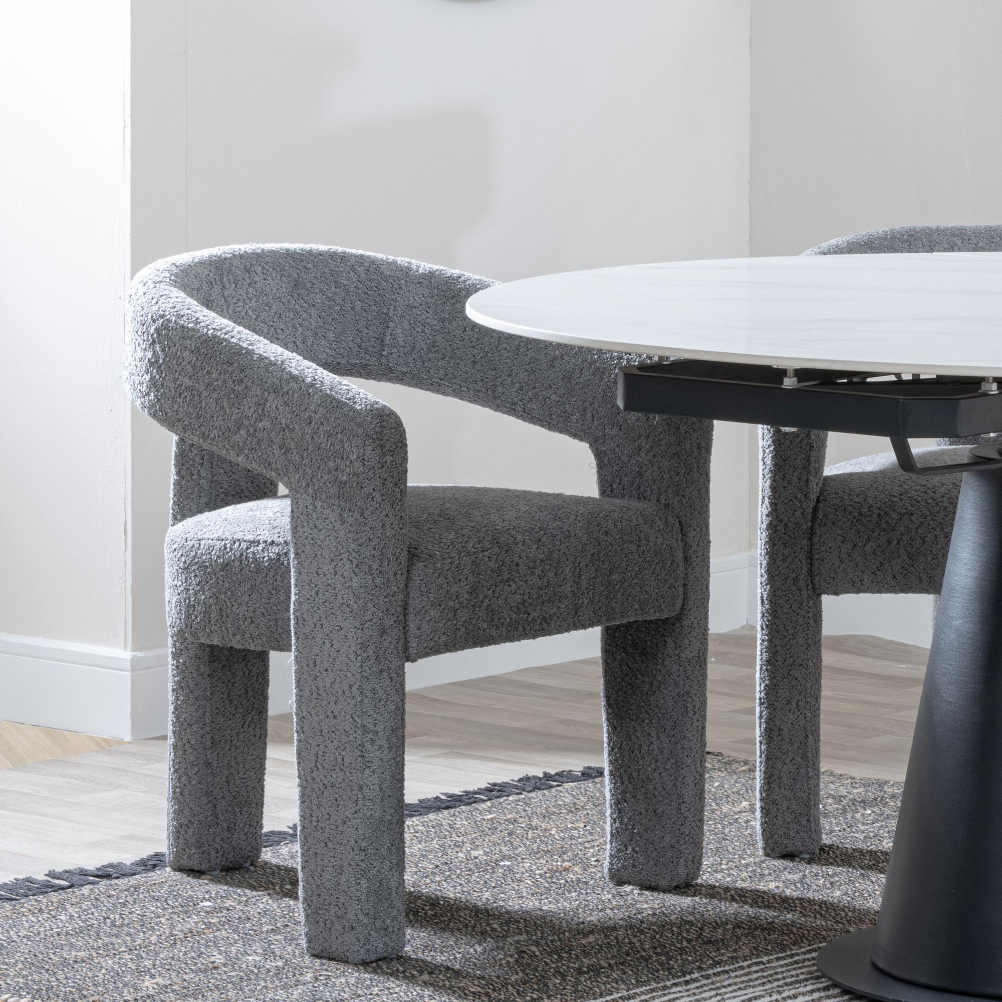 Product photograph of Palma Oak Oval Dining Set - Kiefer Grey Boucle Fabric Dining Chair from Choice Furniture Superstore.