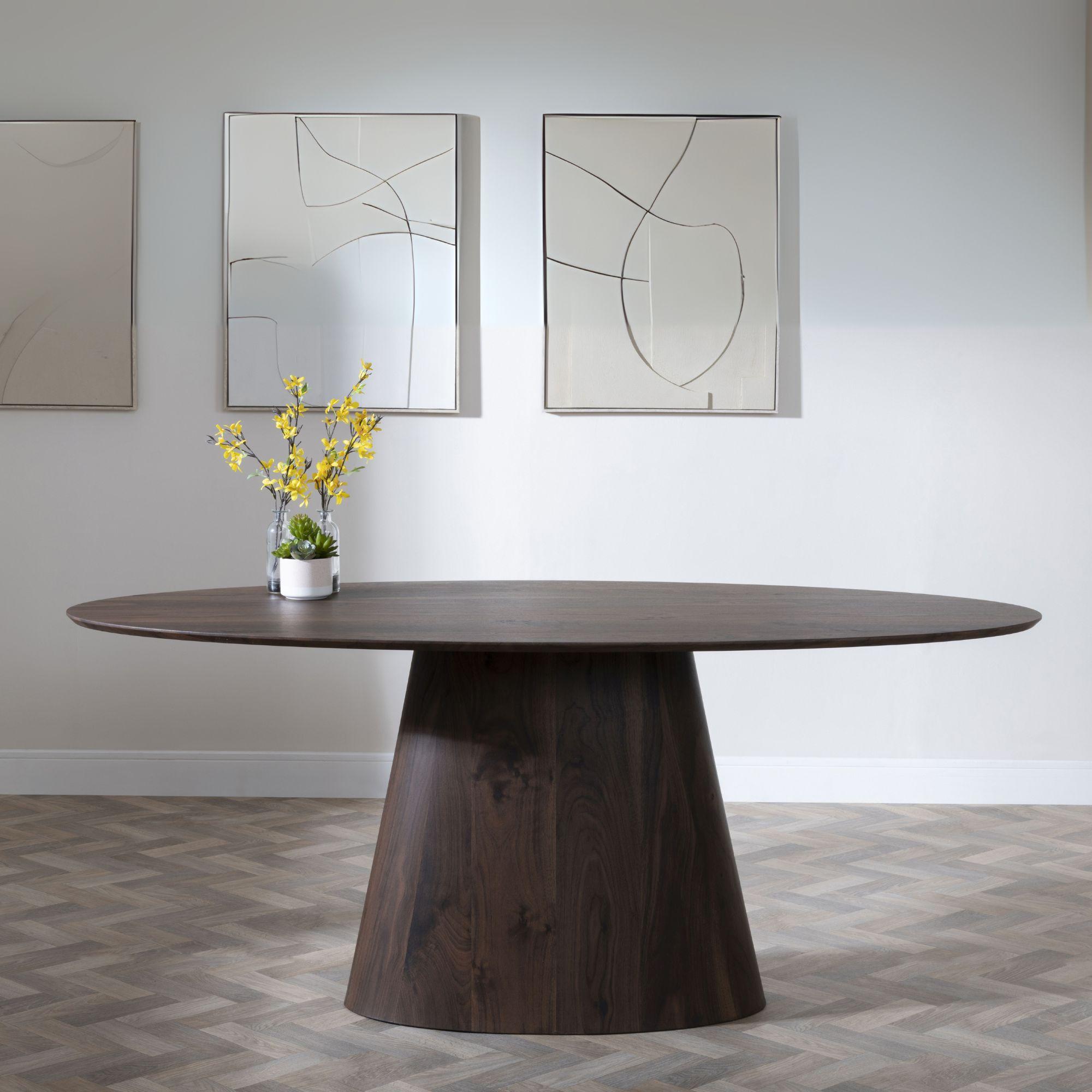 Product photograph of Palma Walnut Oval Dining Set - Kiefer Grey Boucle Fabric Dining Chair from Choice Furniture Superstore.