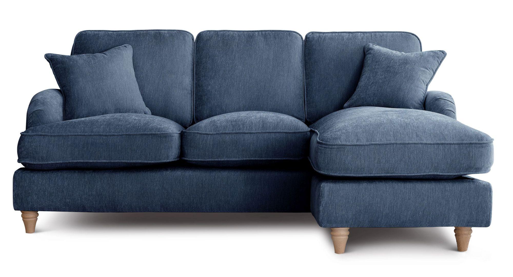 Product photograph of Manhattan Navy Fabric Chaise Corner Sofa - Rhf from Choice Furniture Superstore.