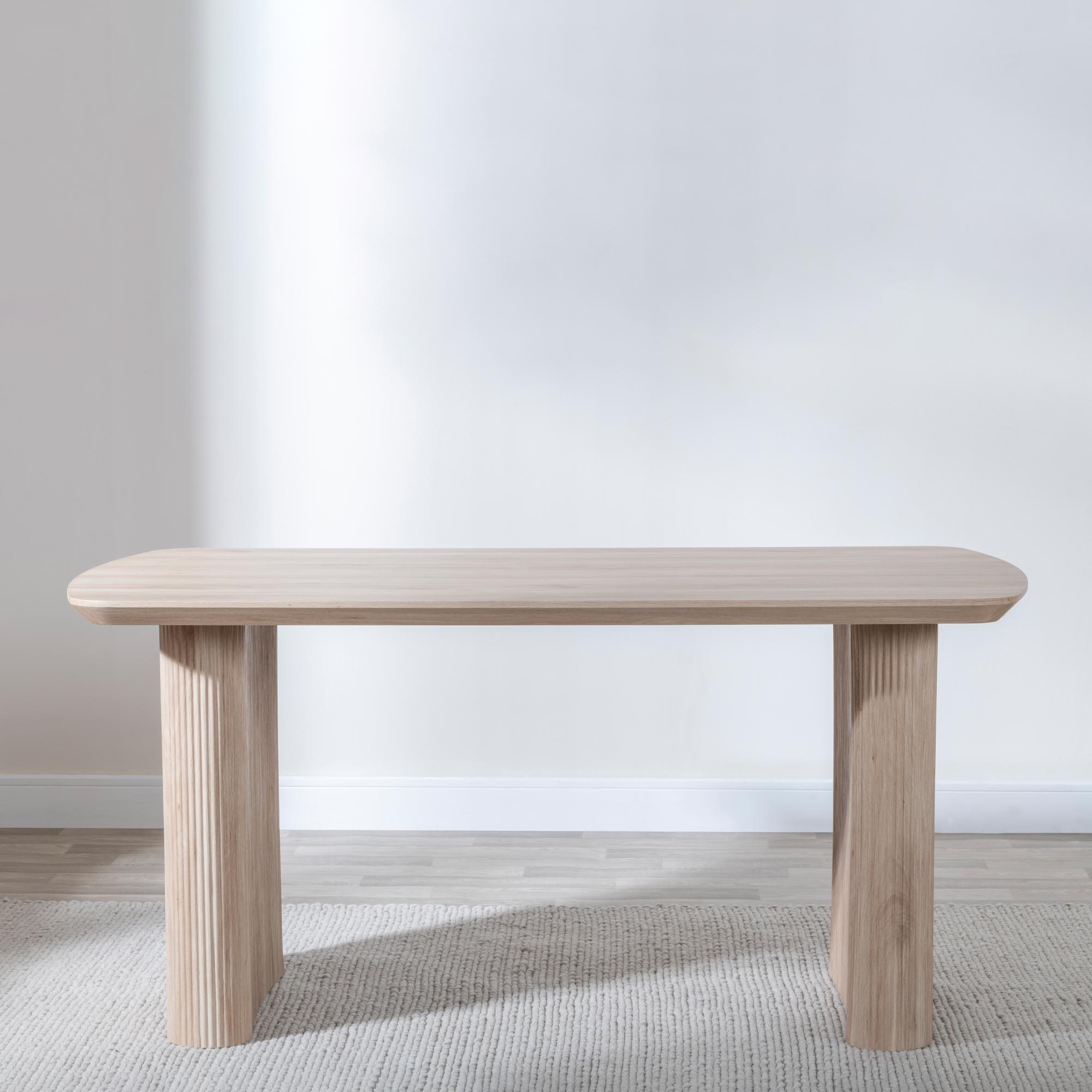 Product photograph of Bern Fluted Oak Effect Dining Set - Darwin Green Fabric Dining Chair from Choice Furniture Superstore.