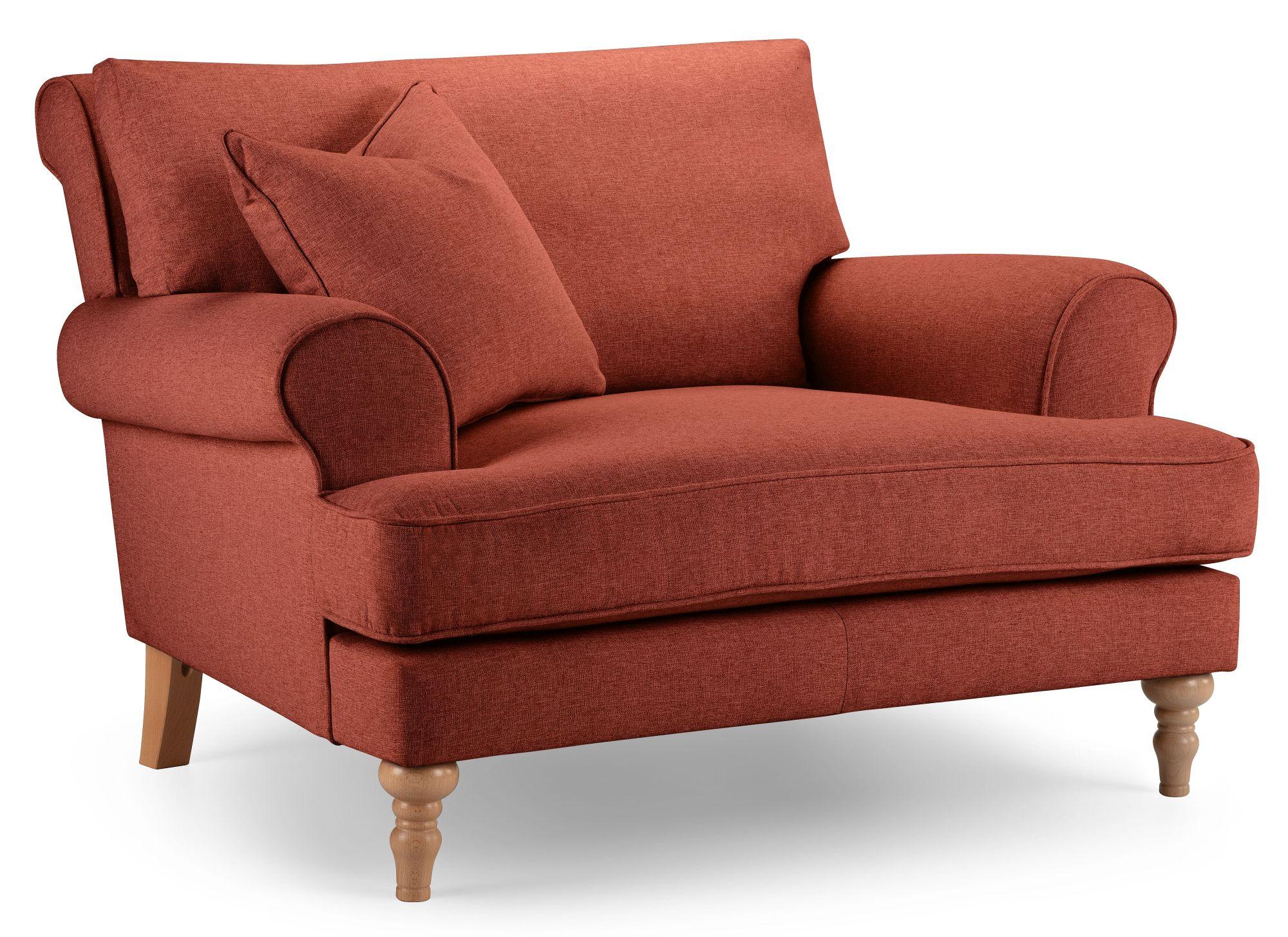Product photograph of Arlan Vermillion Fabric Snuggle Armchair from Choice Furniture Superstore.