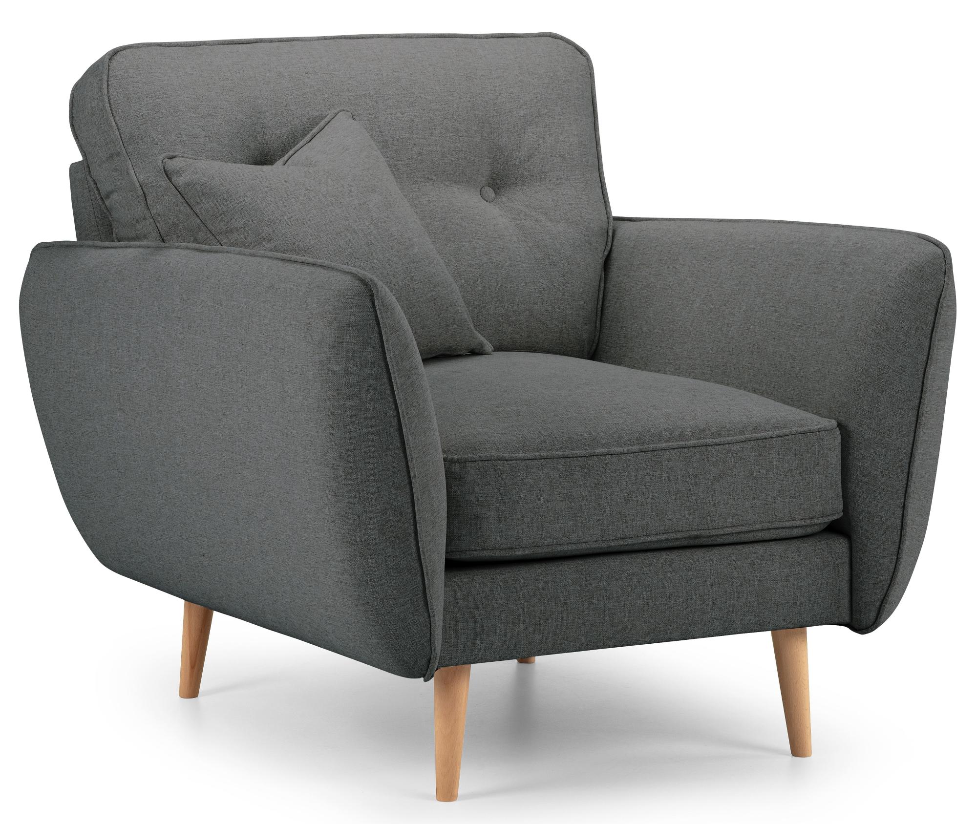 Product photograph of Kendal Charcoal Fabric Armchair from Choice Furniture Superstore.