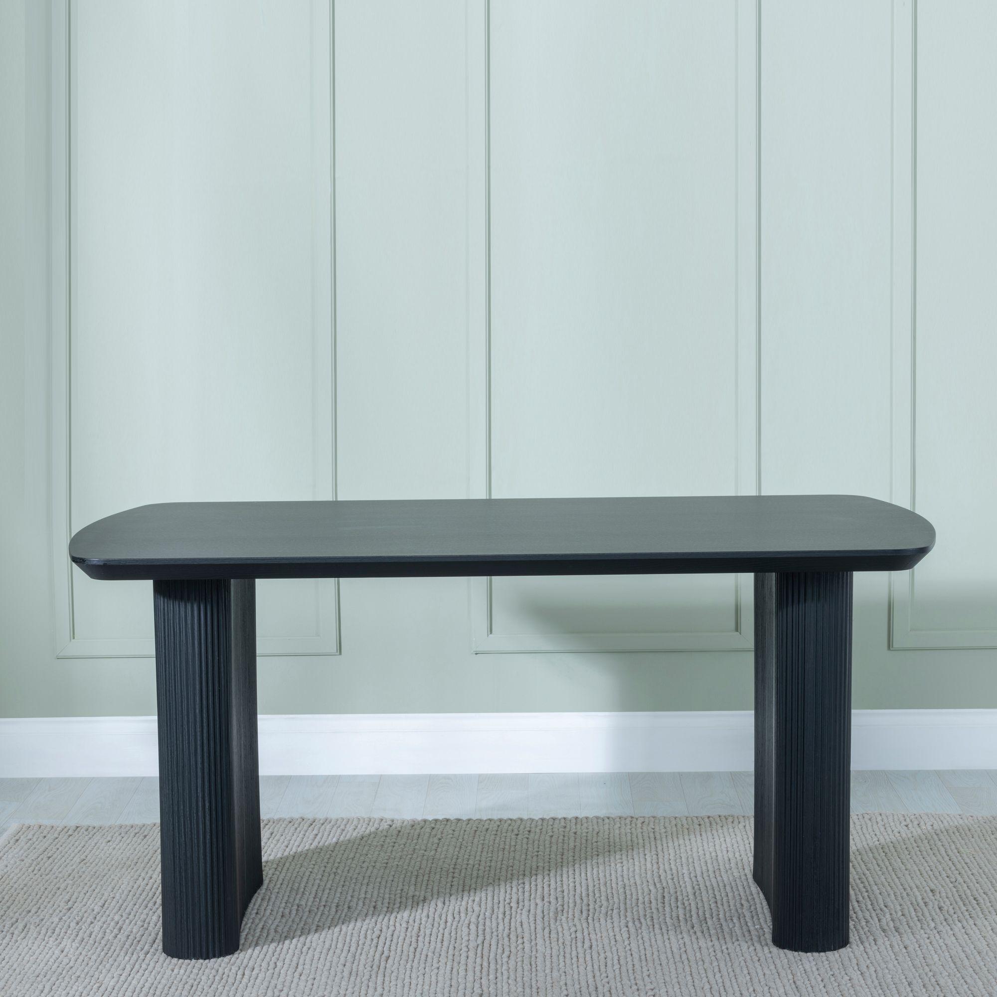 Product photograph of Bern Fluted Black Dining Set - Ion Cream Boucle Teddy Fabric Swivel Dining Chair from Choice Furniture Superstore.