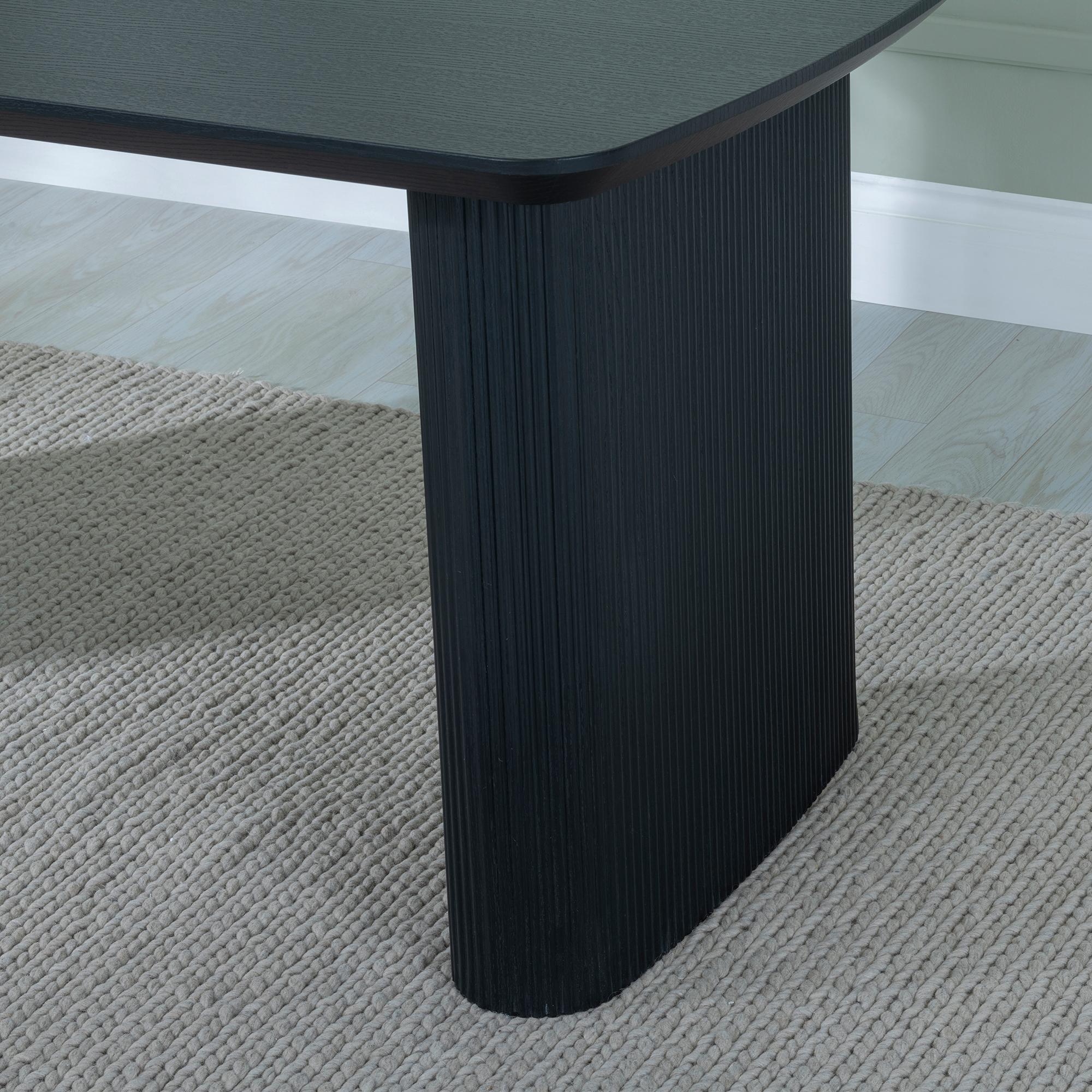 Product photograph of Bern Fluted Black Dining Set - Ion Cream Boucle Teddy Fabric Swivel Dining Chair from Choice Furniture Superstore.