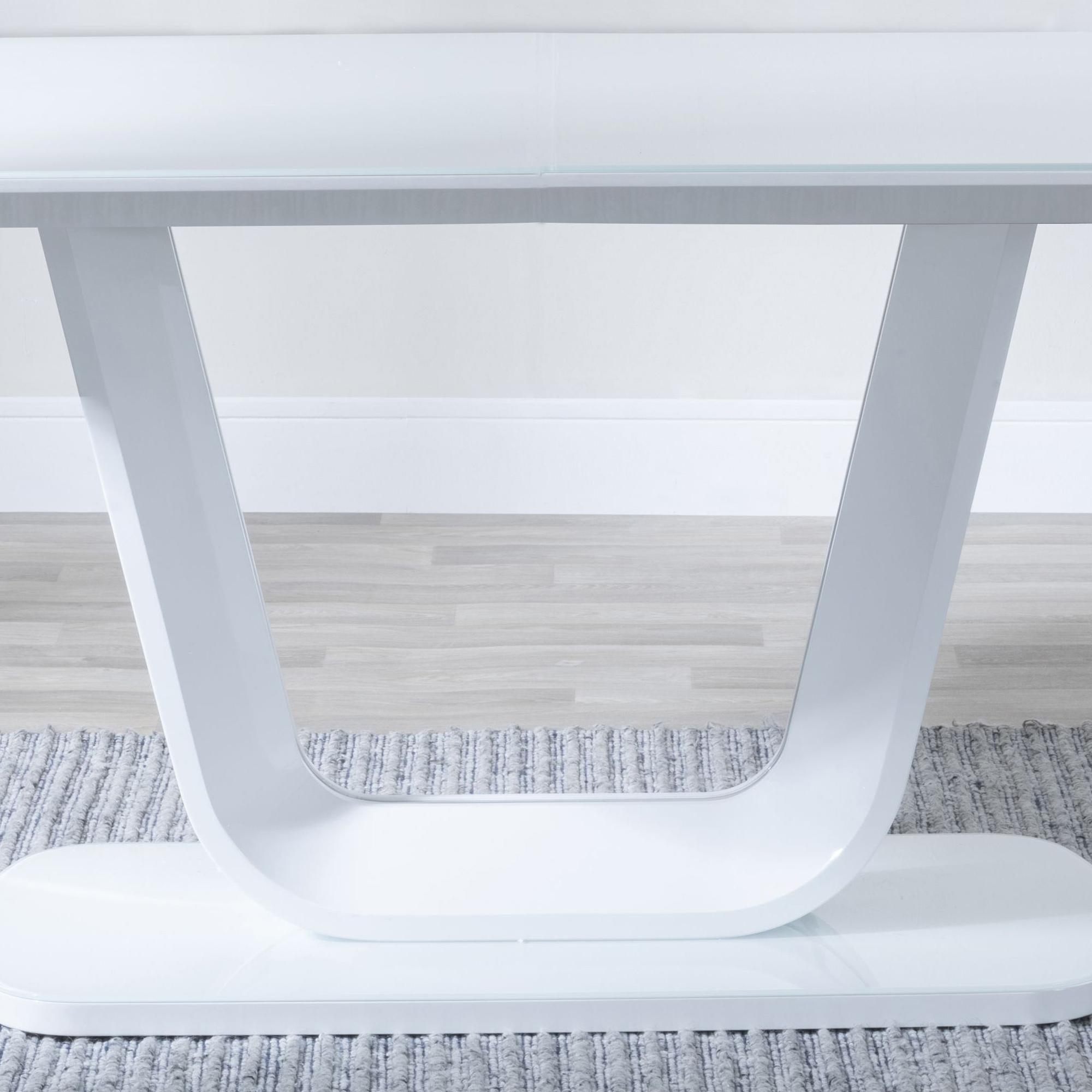 Product photograph of Athos White Gloss Dining Set - Jamison Grey Faux Leather Dining Chair from Choice Furniture Superstore.