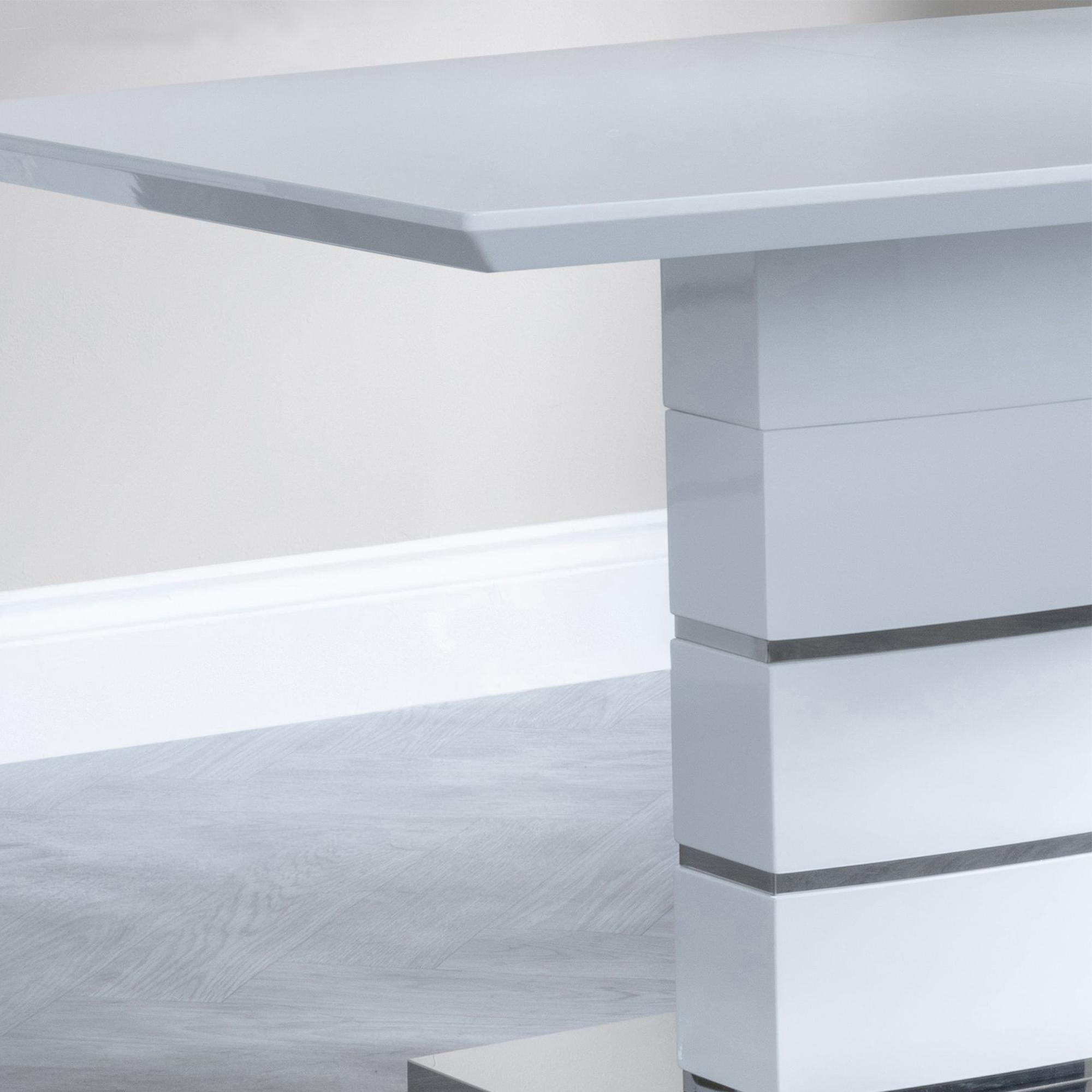 Product photograph of Rimini White Gloss Dining Set - Bianco Beige Faux Leather Dining Chair from Choice Furniture Superstore.