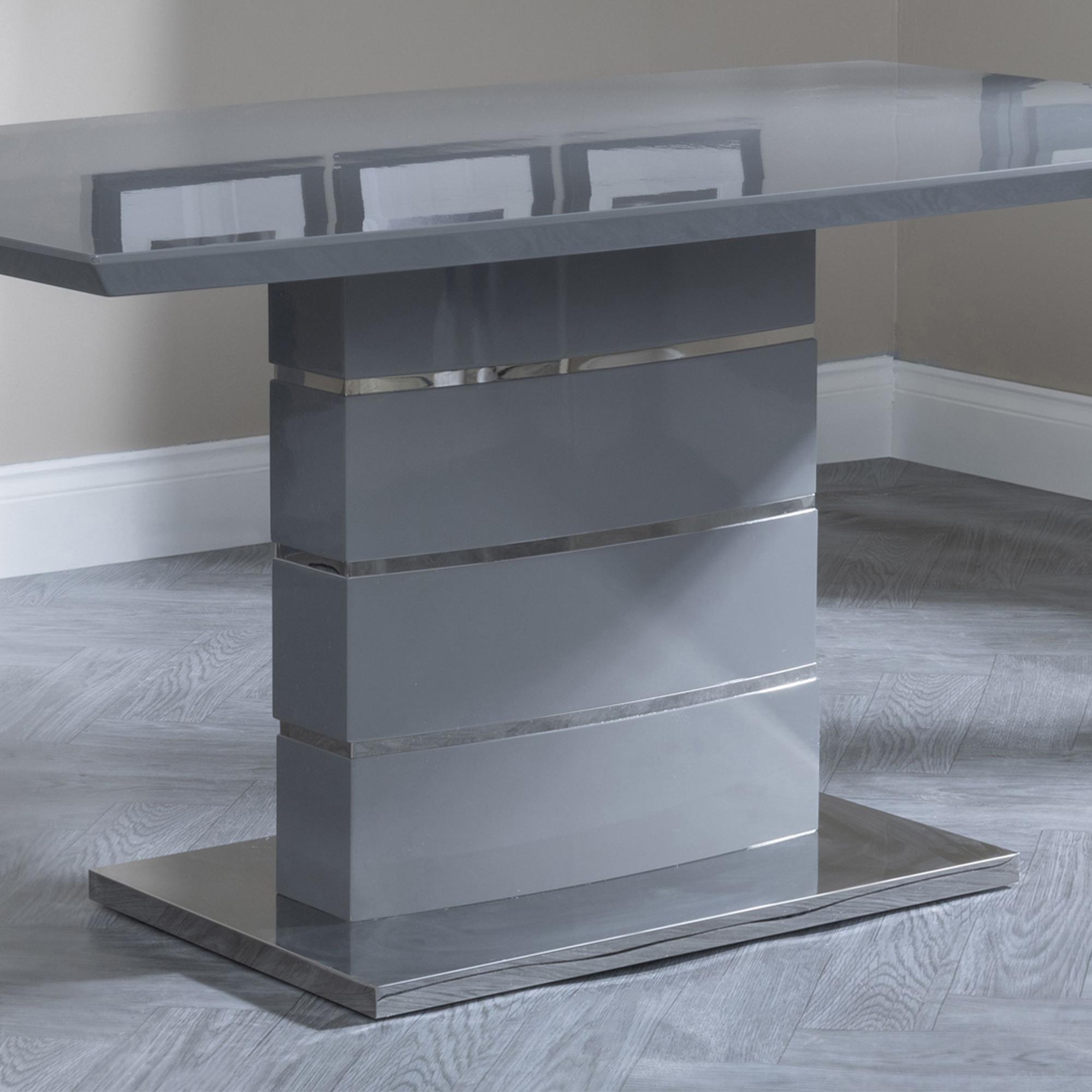 Product photograph of Rimini Grey Gloss Dining Set - Roma Grey Faux Leather Dining Chair from Choice Furniture Superstore.