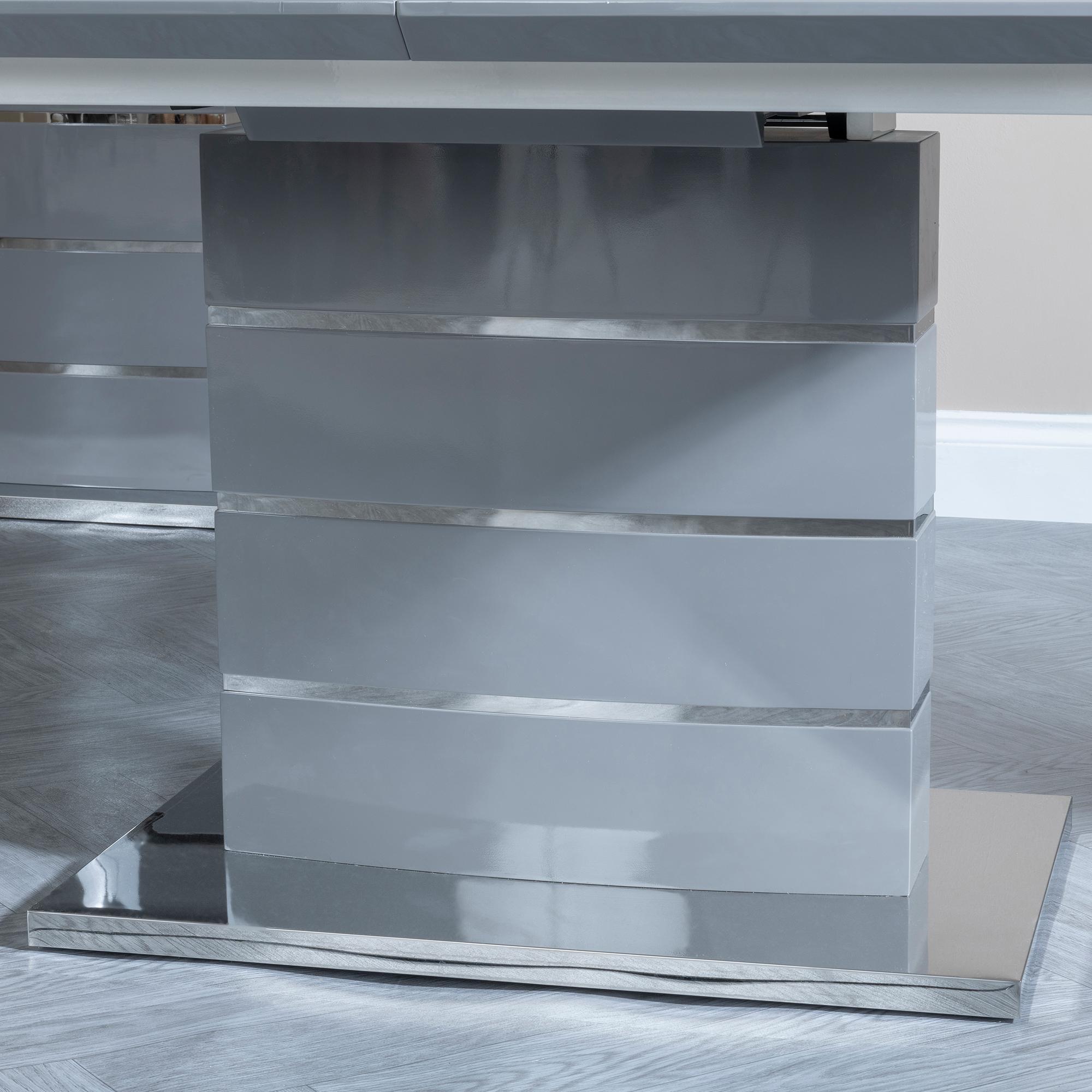 Product photograph of Rimini Grey Gloss Extending Dining Set - Roma Grey Faux Leather Dining Chair from Choice Furniture Superstore.