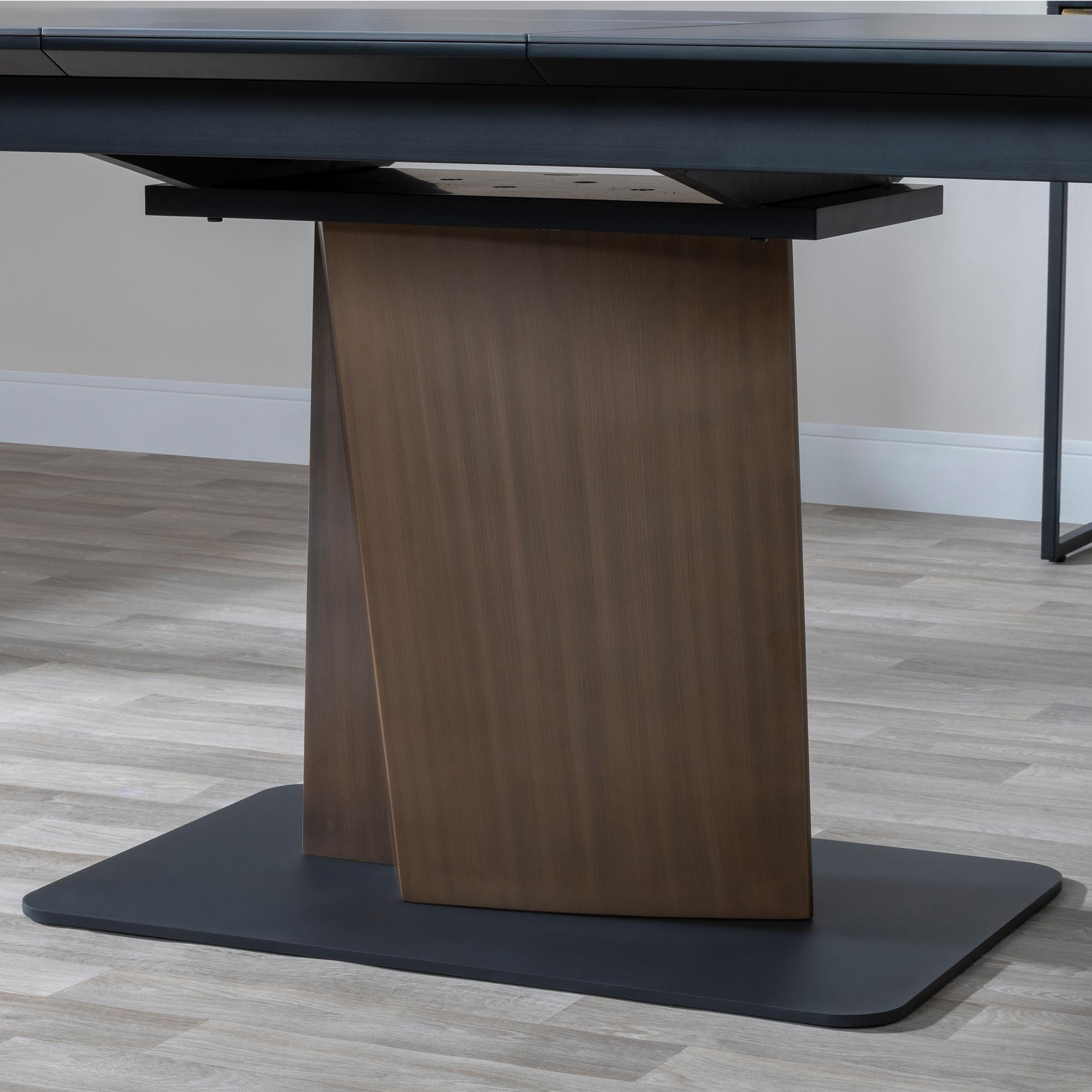 Product photograph of Catalina Black Ceramic Extending Pedestal Dining Set - Diego Brown Leather Swivel Dining Chair - Get 2 Chairs Free from Choice Furniture Superstore.