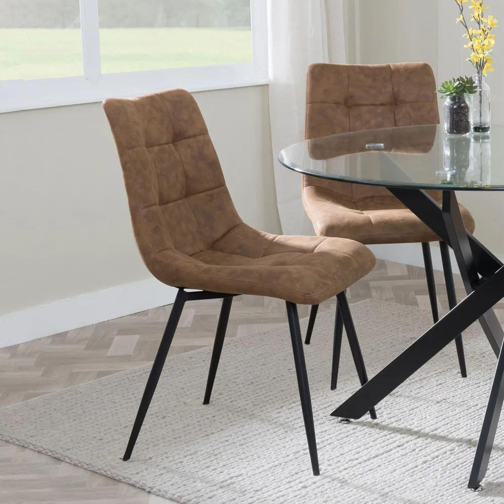 Product photograph of Danetti Dark Grey Ceramic Oval Dining Set With Bronze Pedestal Base - Corona Brown Fabric Dining Chair from Choice Furniture Superstore.