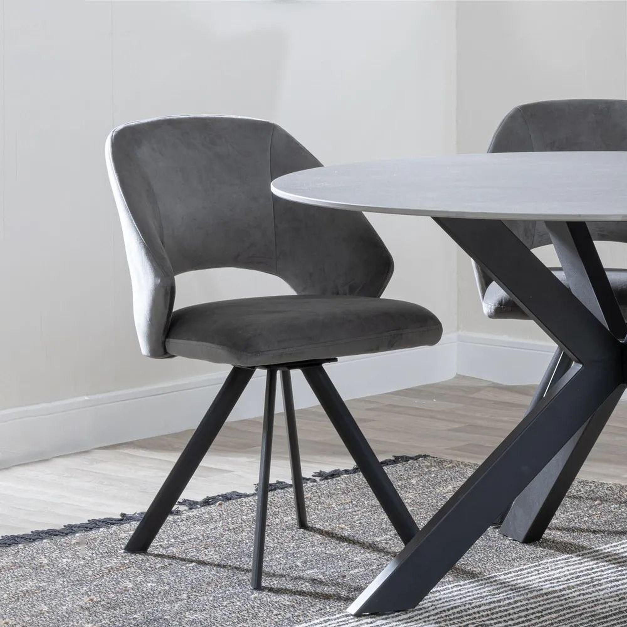 Product photograph of Danetti Dark Grey Ceramic Oval Dining Set With Bronze Pedestal Base - Ion Orange Velvet Fabric Swivel Dining Chair - Get 2 Chairs Free from Choice Furniture Superstore.
