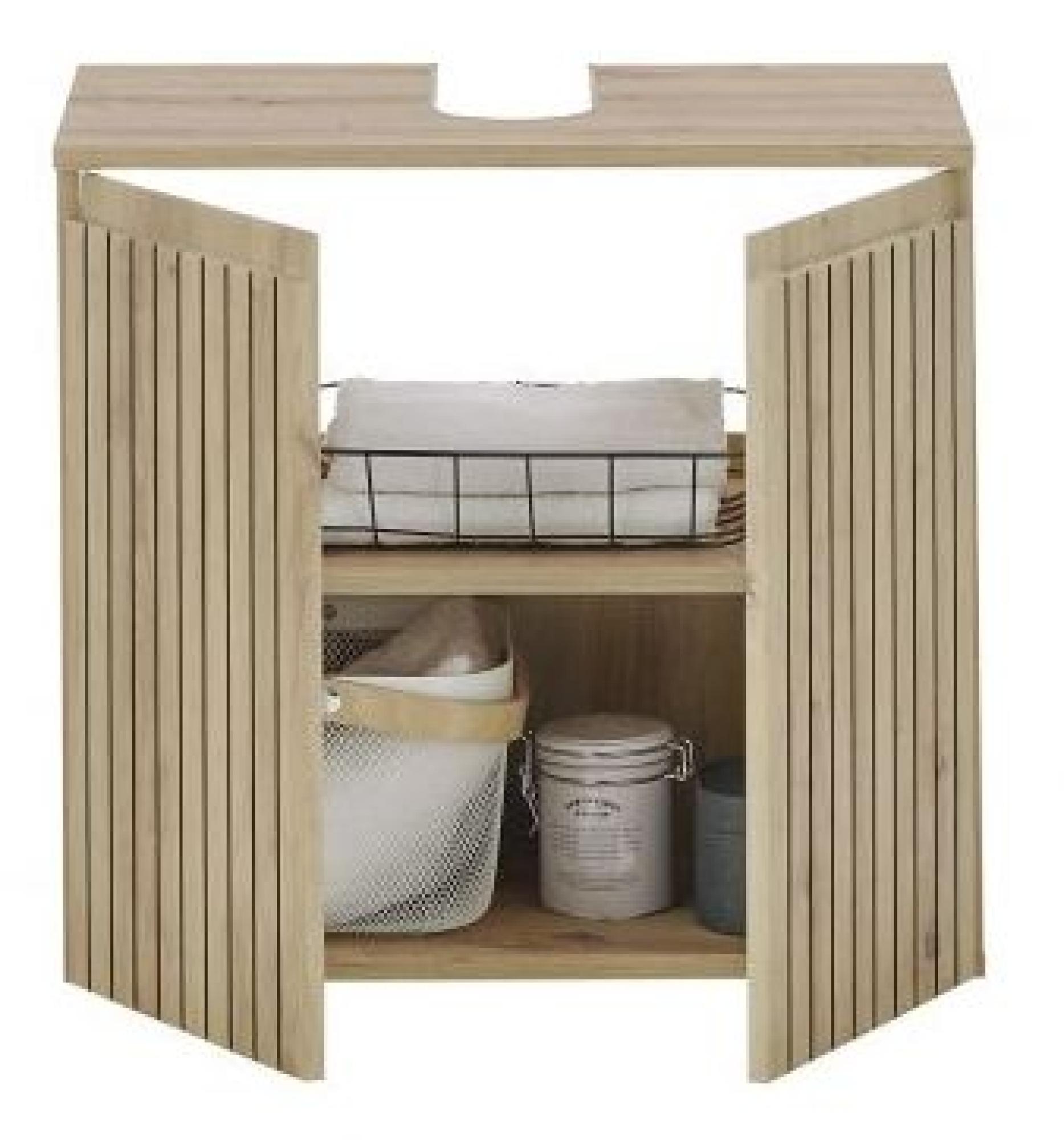 Product photograph of Austin Oak Ribbed 2 Door Under Sink Cabinet from Choice Furniture Superstore.