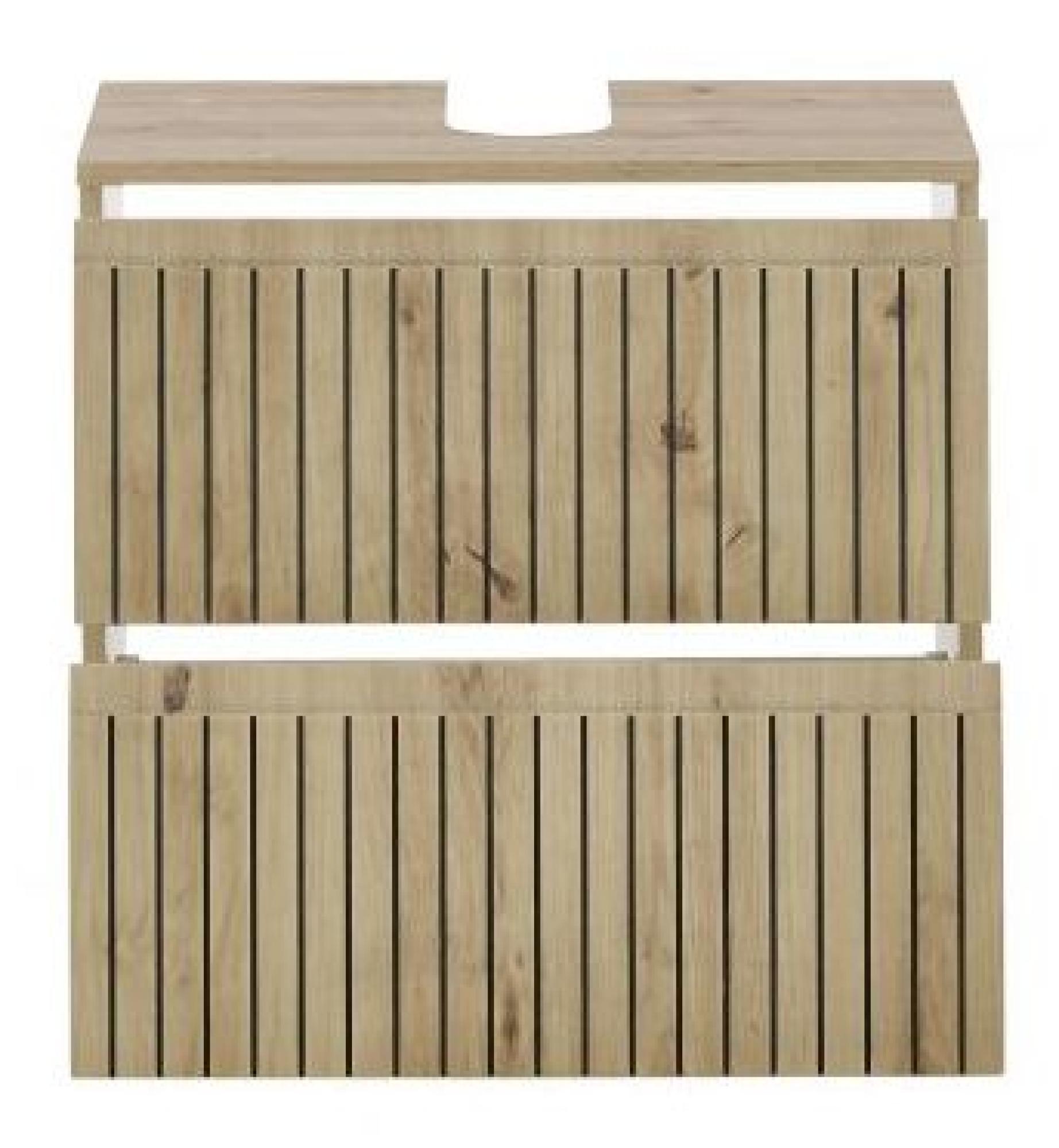 Product photograph of Austin Oak Ribbed 2 Drawer Under Sink Cabinet from Choice Furniture Superstore.