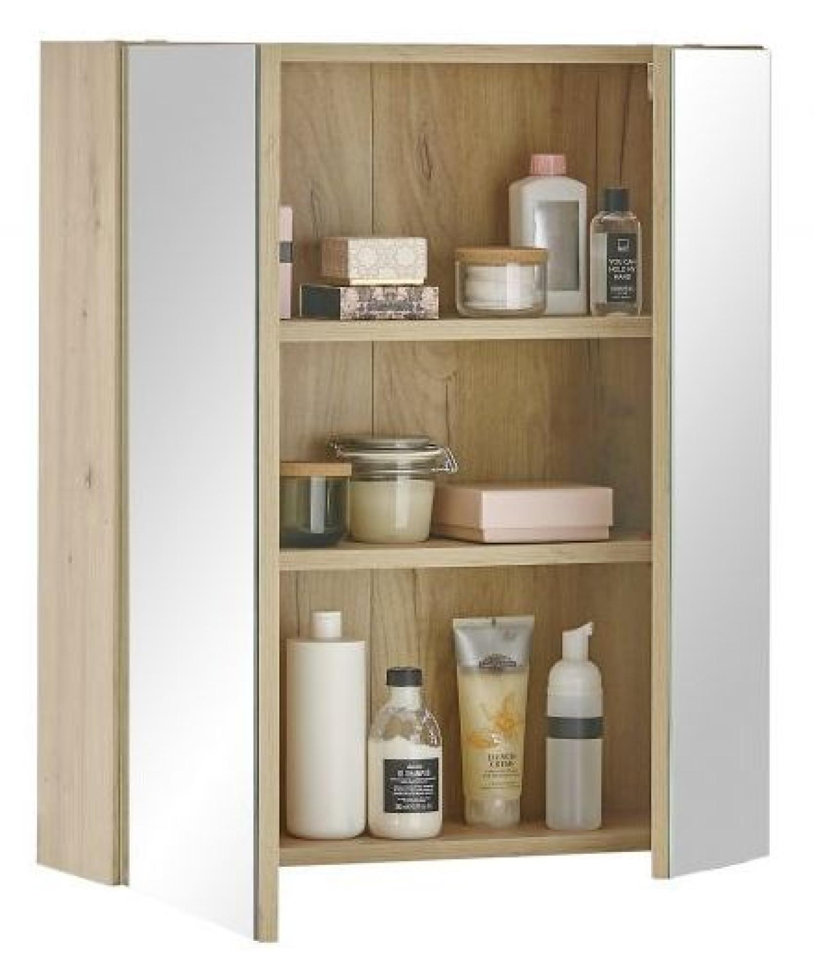 Product photograph of Austin Oak Ribbed 2 Door Mirrored Cabinet from Choice Furniture Superstore.