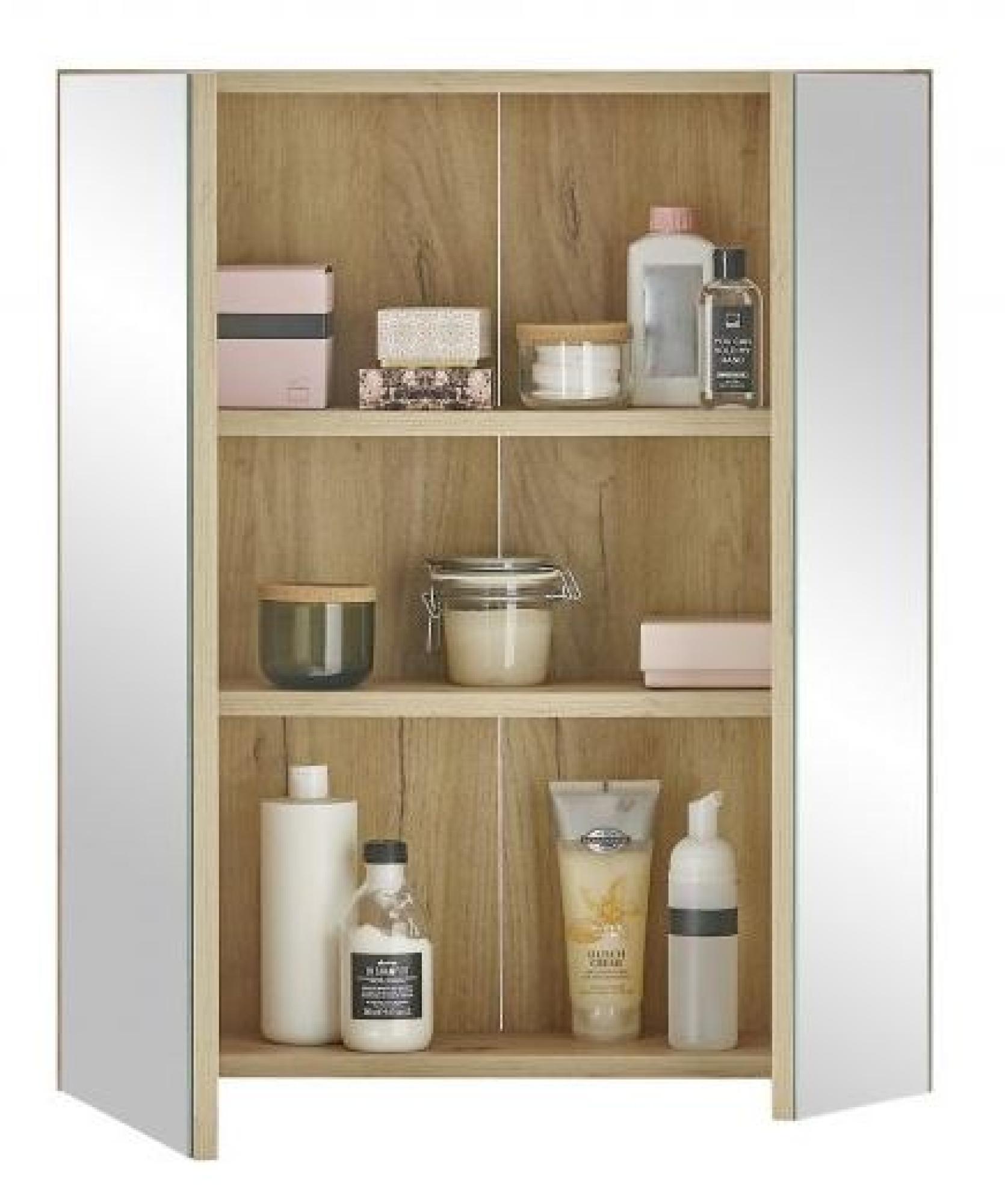 Product photograph of Austin Oak Ribbed 2 Door Mirrored Cabinet from Choice Furniture Superstore.