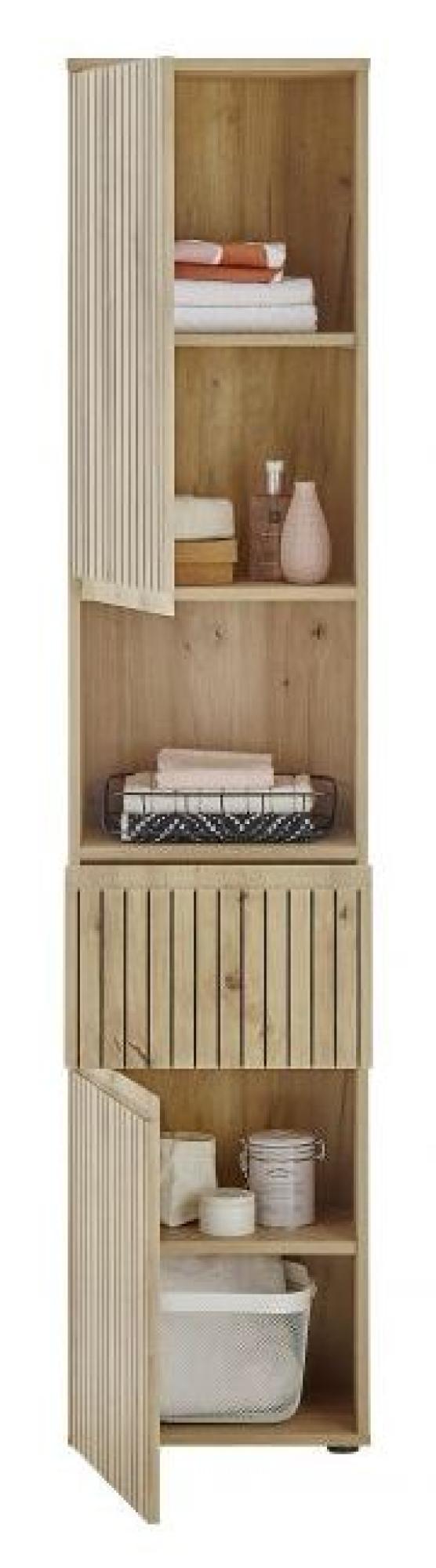Product photograph of Austin Oak Ribbed 2 Door Tall Cabinet from Choice Furniture Superstore.