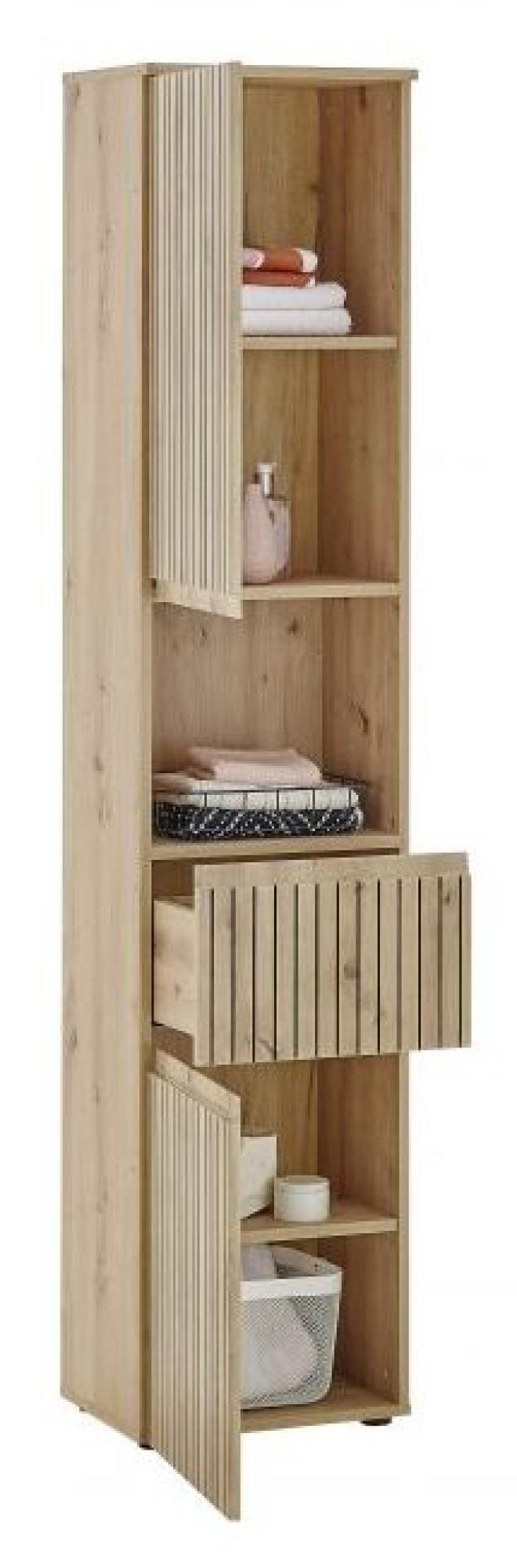 Product photograph of Austin Oak Ribbed 2 Door Tall Cabinet from Choice Furniture Superstore.