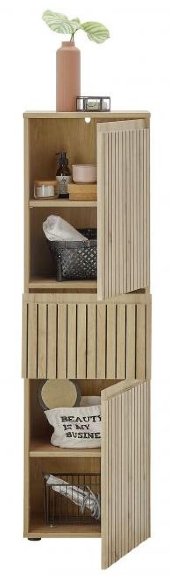 Product photograph of Austin Oak Ribbed 2 Door Narrow Cabinet from Choice Furniture Superstore.