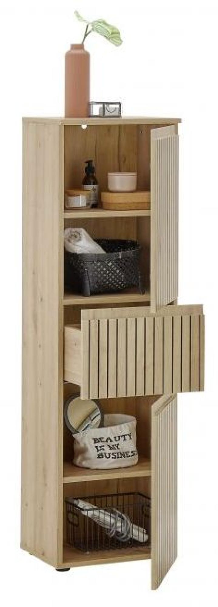Product photograph of Austin Oak Ribbed 2 Door Narrow Cabinet from Choice Furniture Superstore.