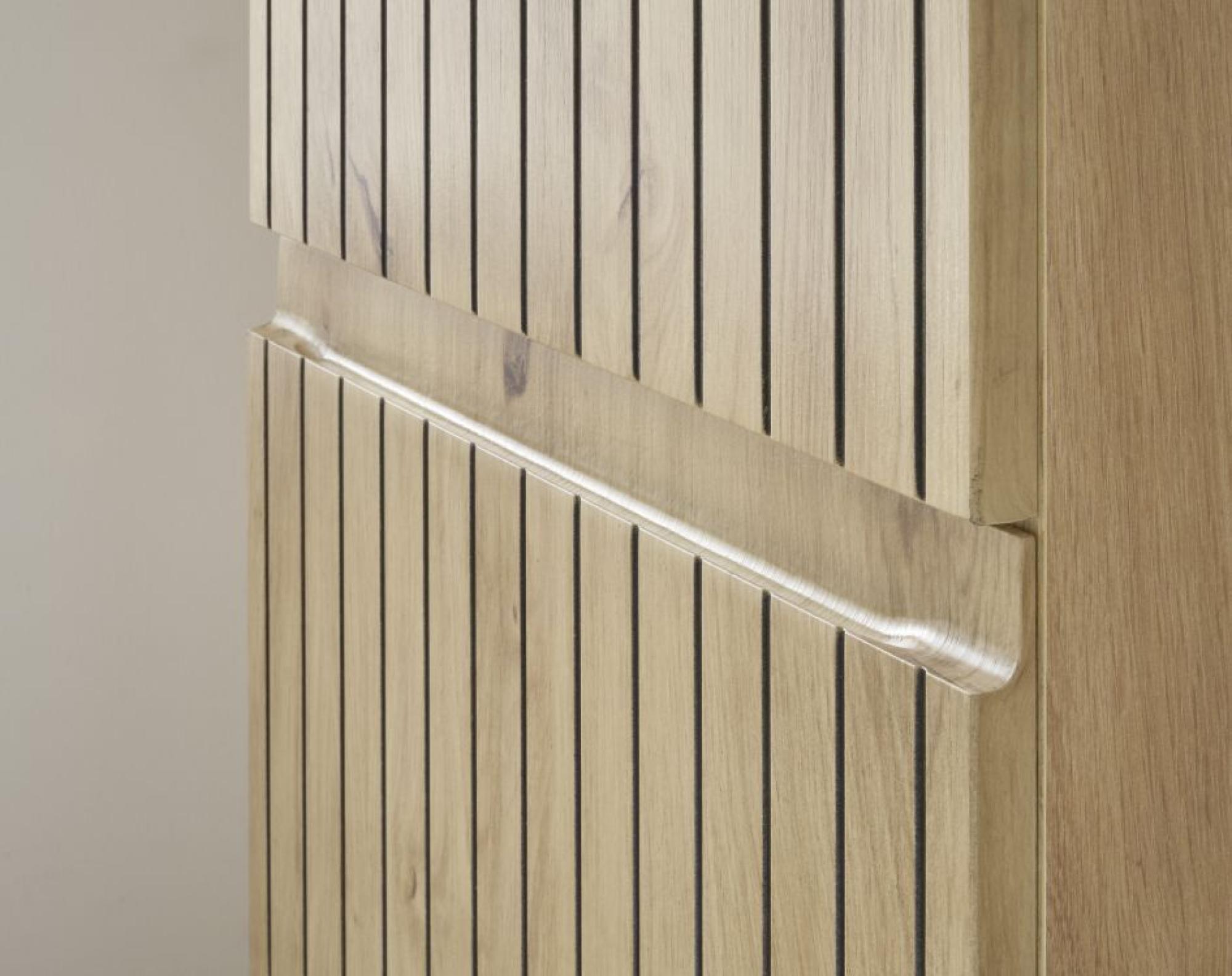 Product photograph of Austin Oak Ribbed 2 Door Narrow Cabinet from Choice Furniture Superstore.