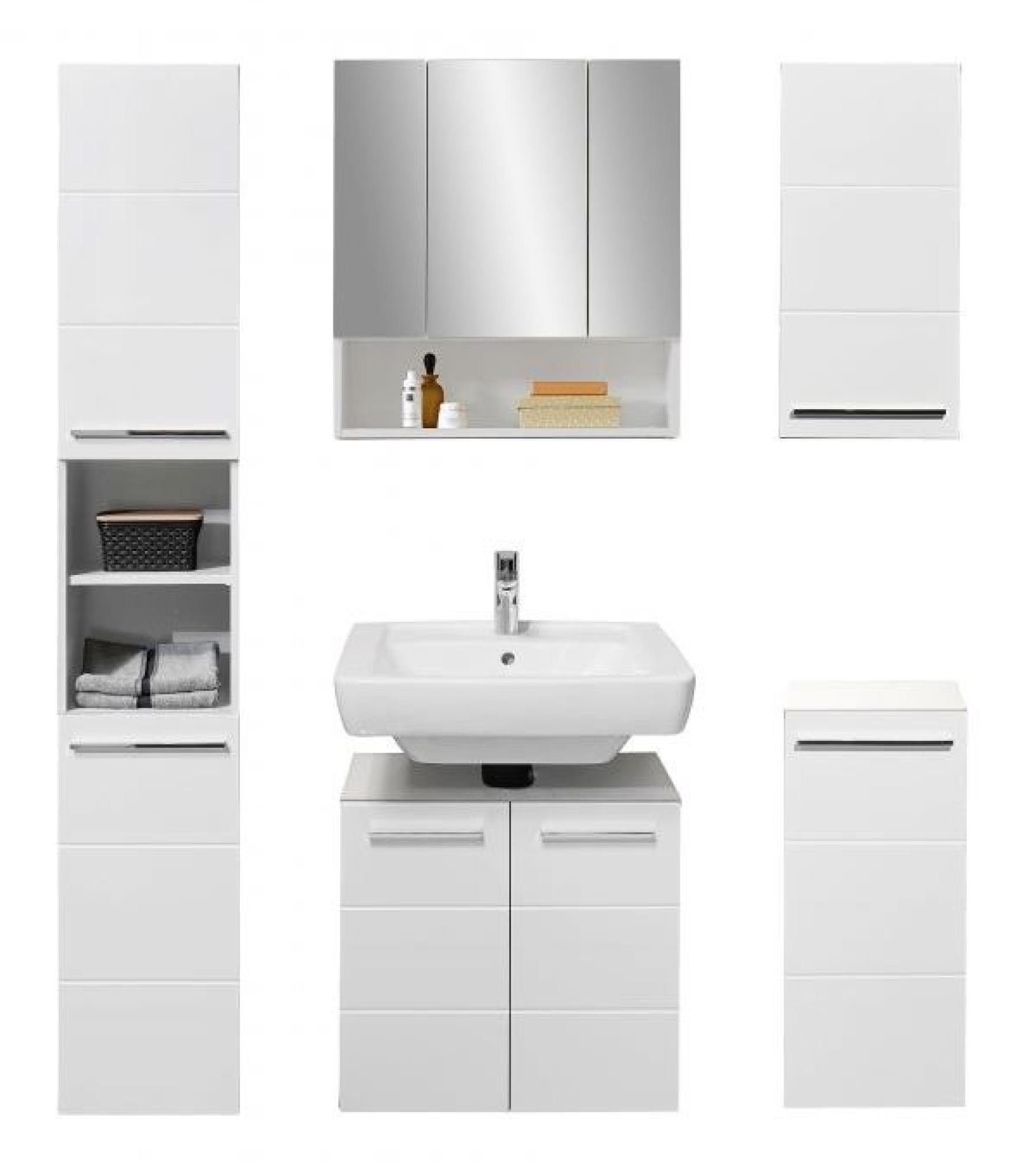 Product photograph of Mandy White Gloss Under Sink Cabinet - 2 Doors from Choice Furniture Superstore.
