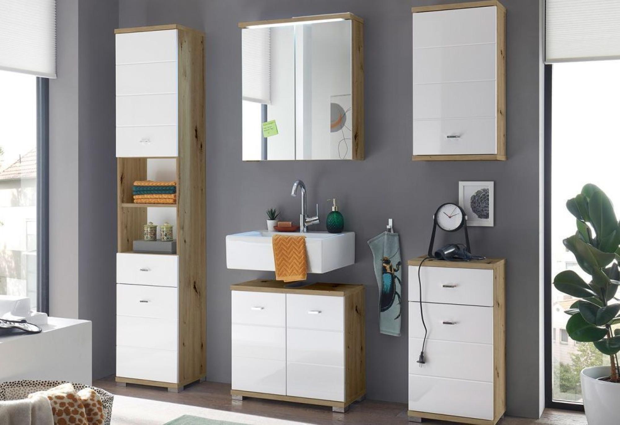 Product photograph of Pool White Gloss 1 Door Wall Cabinet from Choice Furniture Superstore.