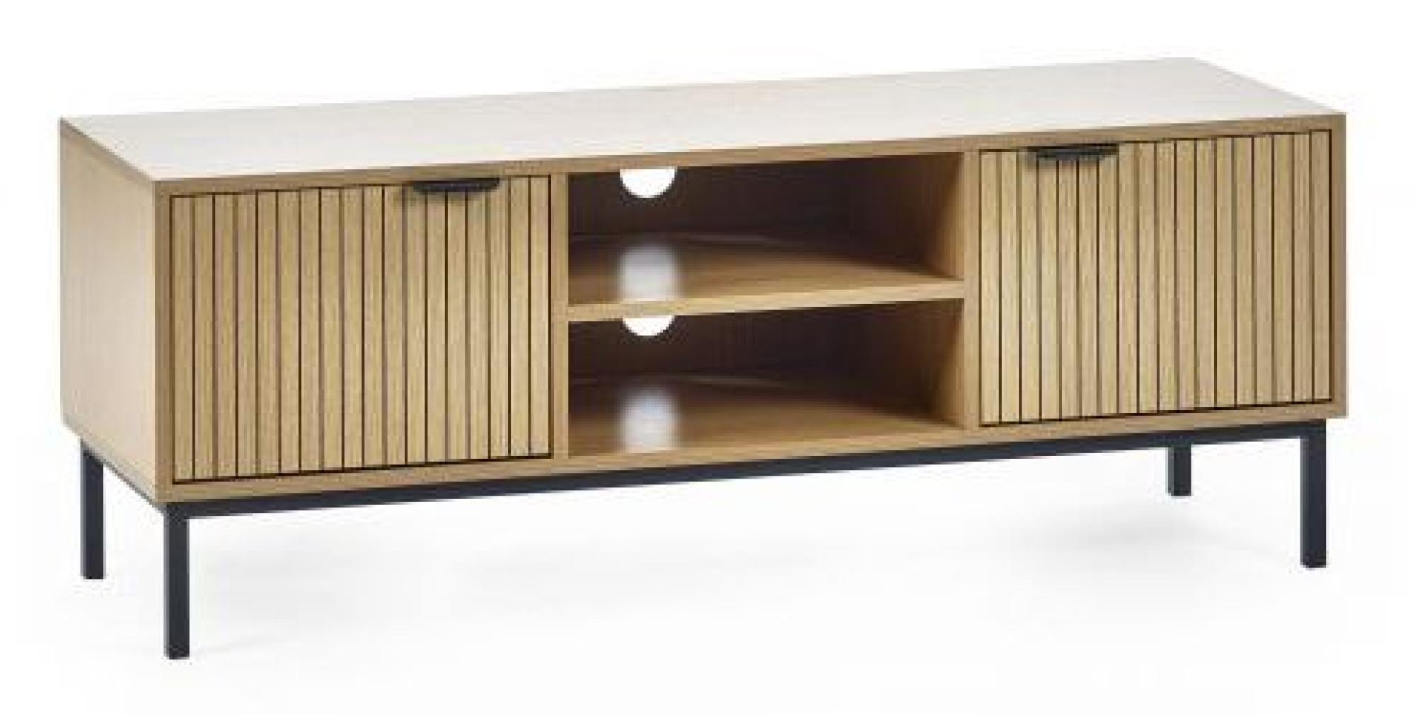 Product photograph of Sia Oak Ribbed 2 Door Tv Unit from Choice Furniture Superstore.