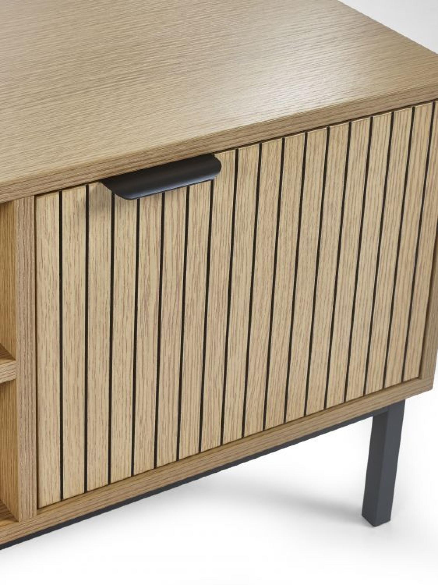 Product photograph of Sia Oak Ribbed 2 Door Tv Unit from Choice Furniture Superstore.