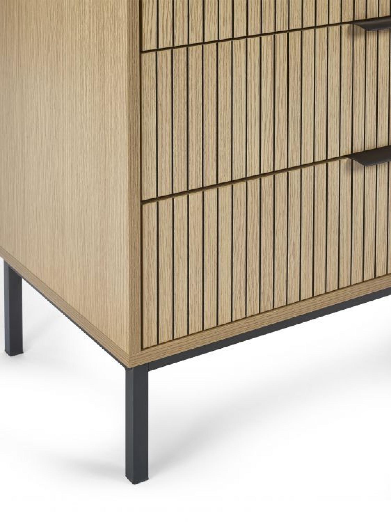 Product photograph of Sia Oak Ribbed 5 Drawer Chest from Choice Furniture Superstore.