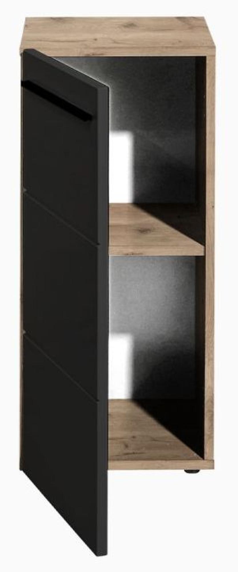 Product photograph of Vista Oak And Black 1 Door Storage Cabinet from Choice Furniture Superstore.