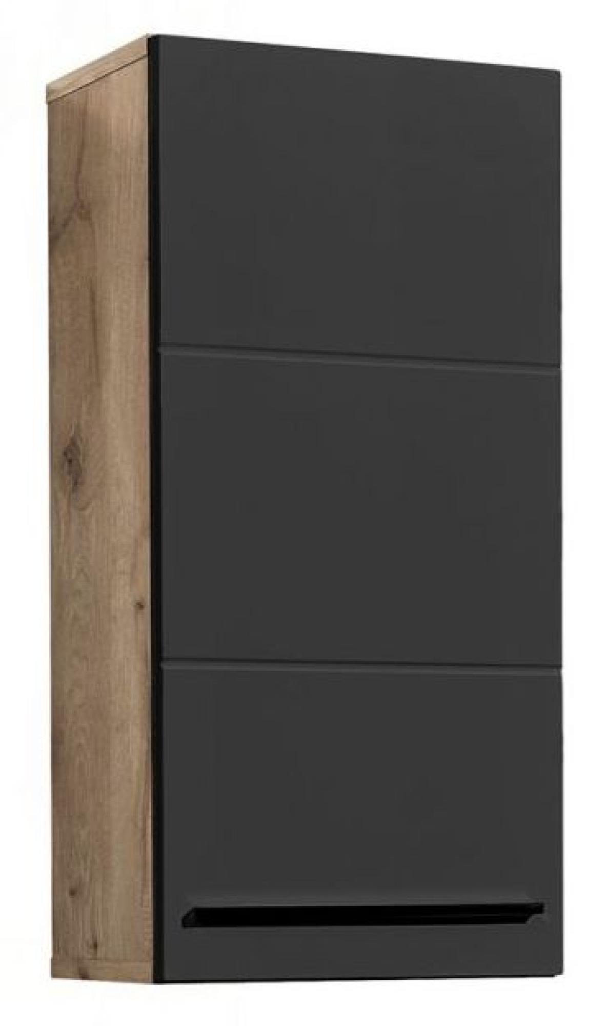 Product photograph of Vista Oak And Black 1 Door Wall Cabinet from Choice Furniture Superstore.