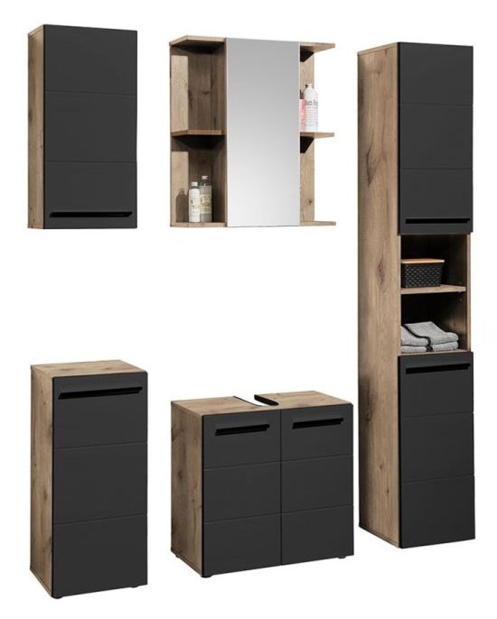 Product photograph of Vista Oak And Black 1 Door Wall Cabinet from Choice Furniture Superstore.