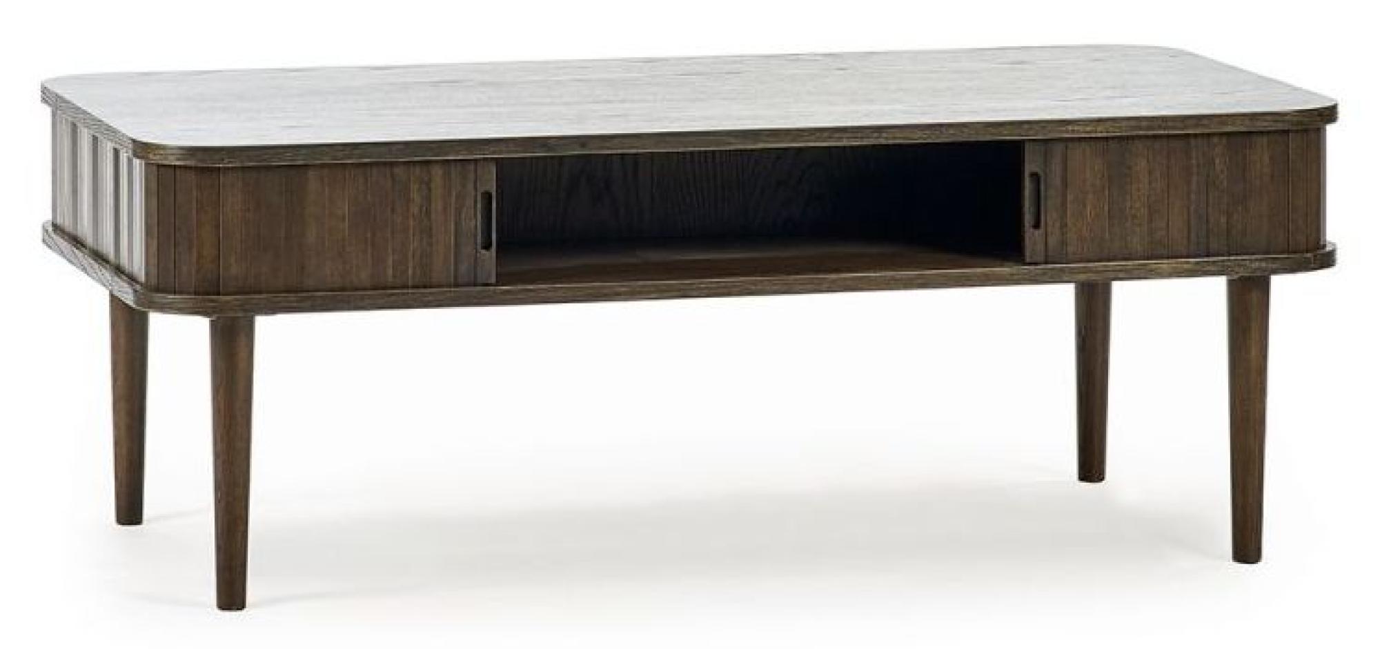 Product photograph of Tambour Dark Oak Ribbed Coffee Table from Choice Furniture Superstore.