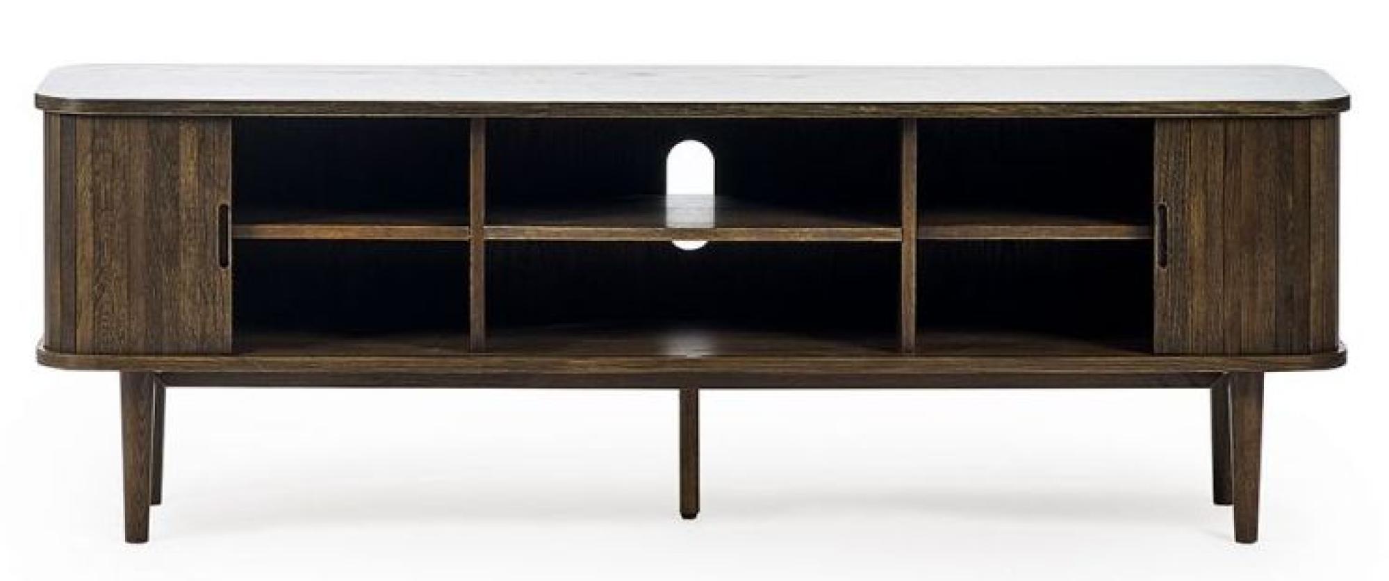 Product photograph of Tambour Dark Oak Ribbed 160cm Tv Unit from Choice Furniture Superstore.